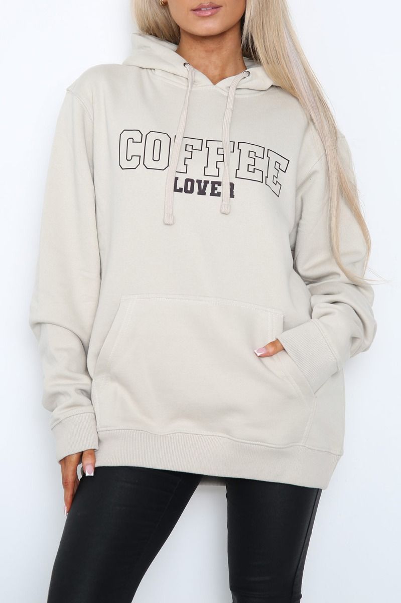 Coffee Lover Slogan Print Hoodie