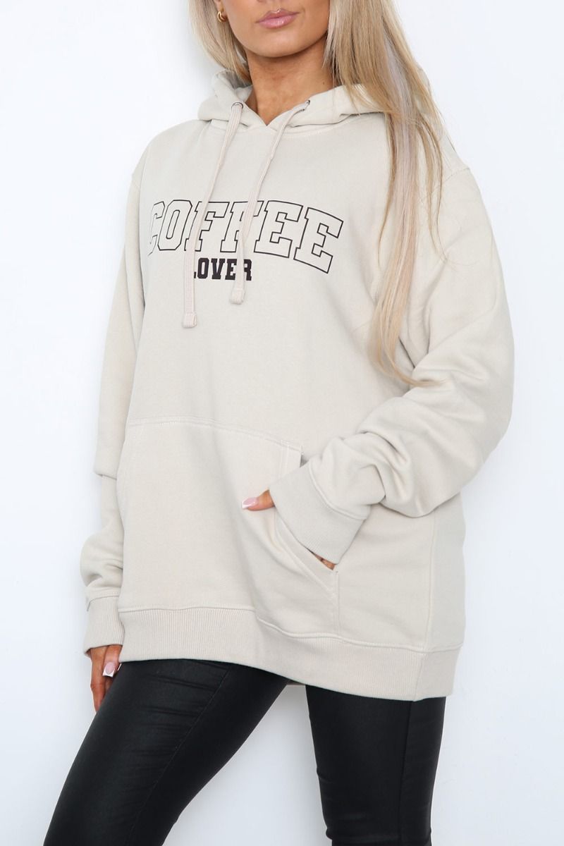Coffee Lover Slogan Print Hoodie
