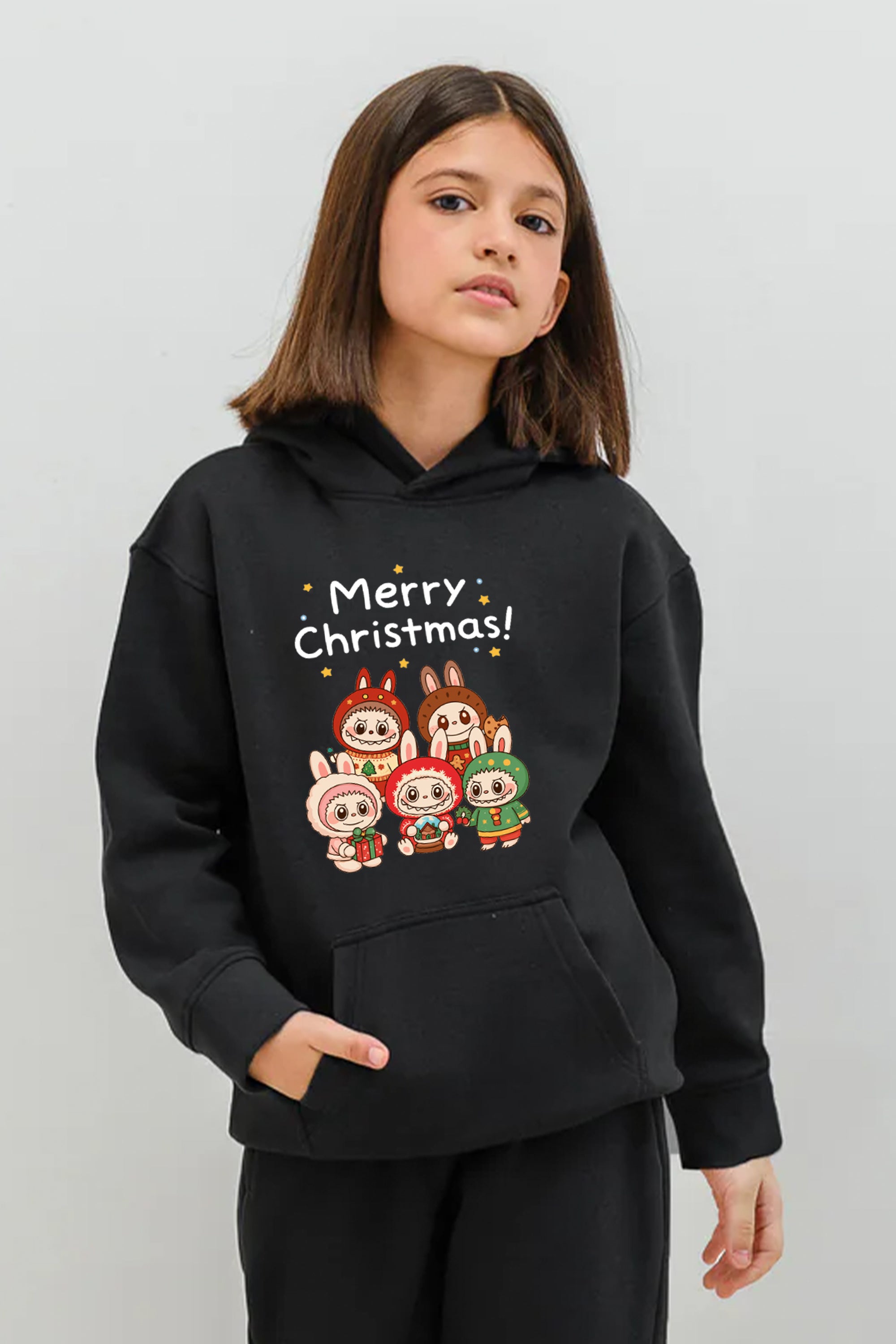 Kids Merry Christmas labubu Printed Hoodie & Joggers set (Pack of 5)