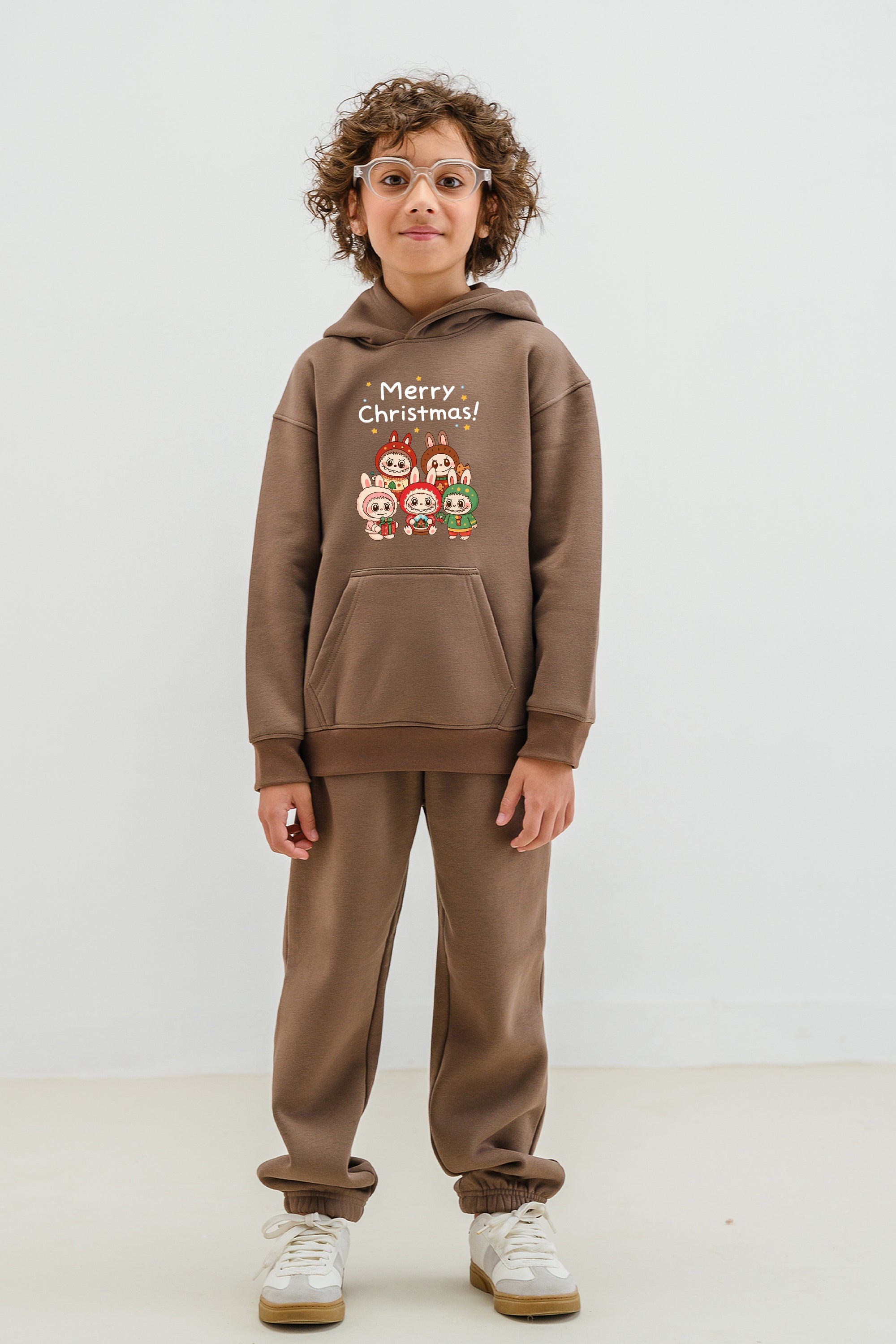 Kids Merry Christmas labubu Printed Hoodie & Joggers set (Pack of 5)