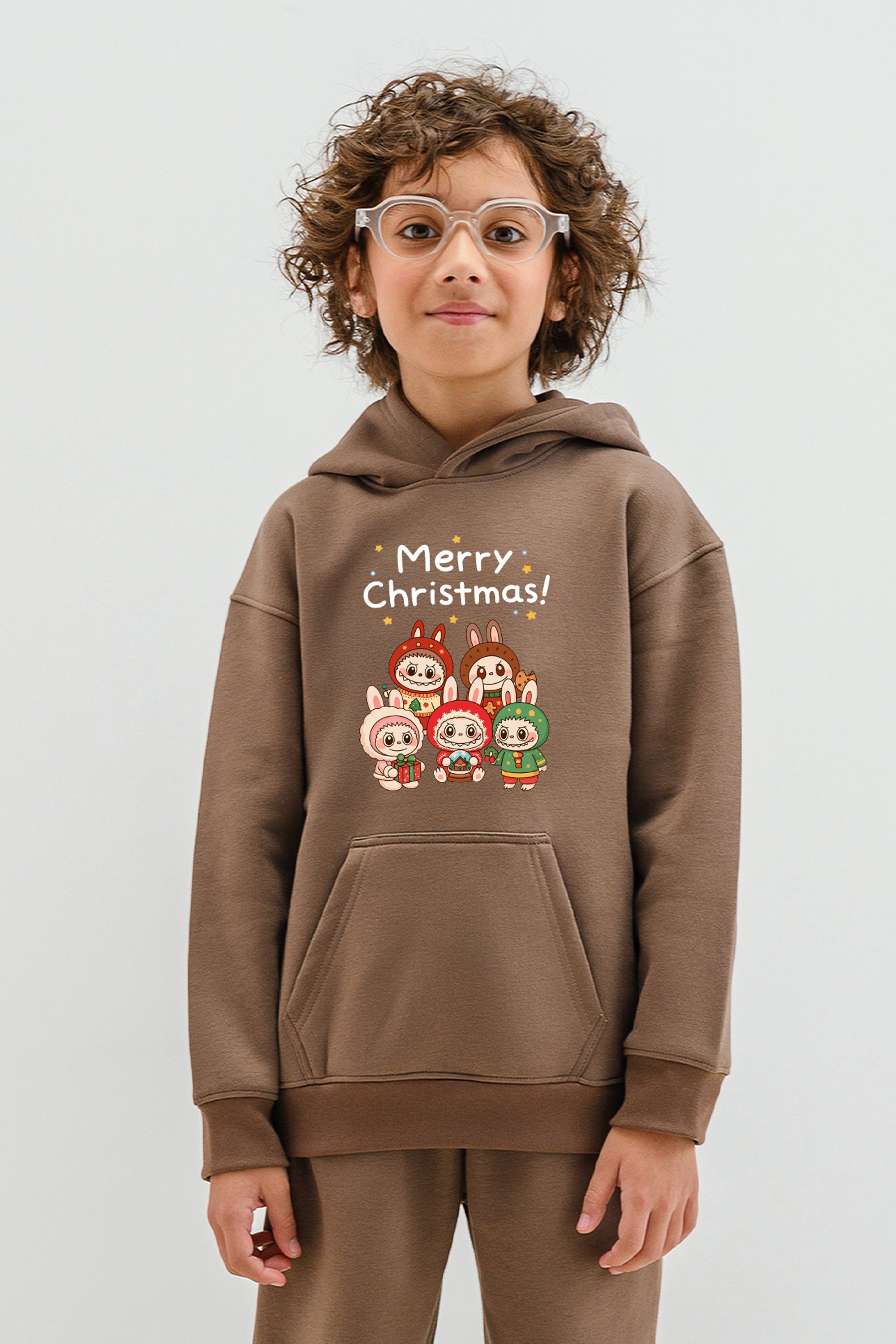Kids Merry Christmas labubu Printed Hoodie & Joggers set (Pack of 5)