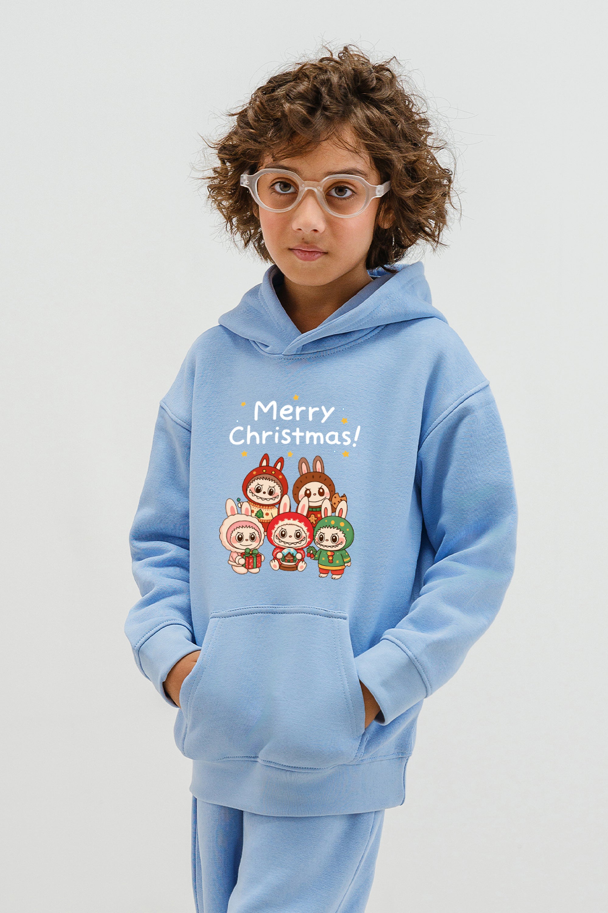 Kids Merry Christmas labubu Printed Hoodie & Joggers set (Pack of 5)