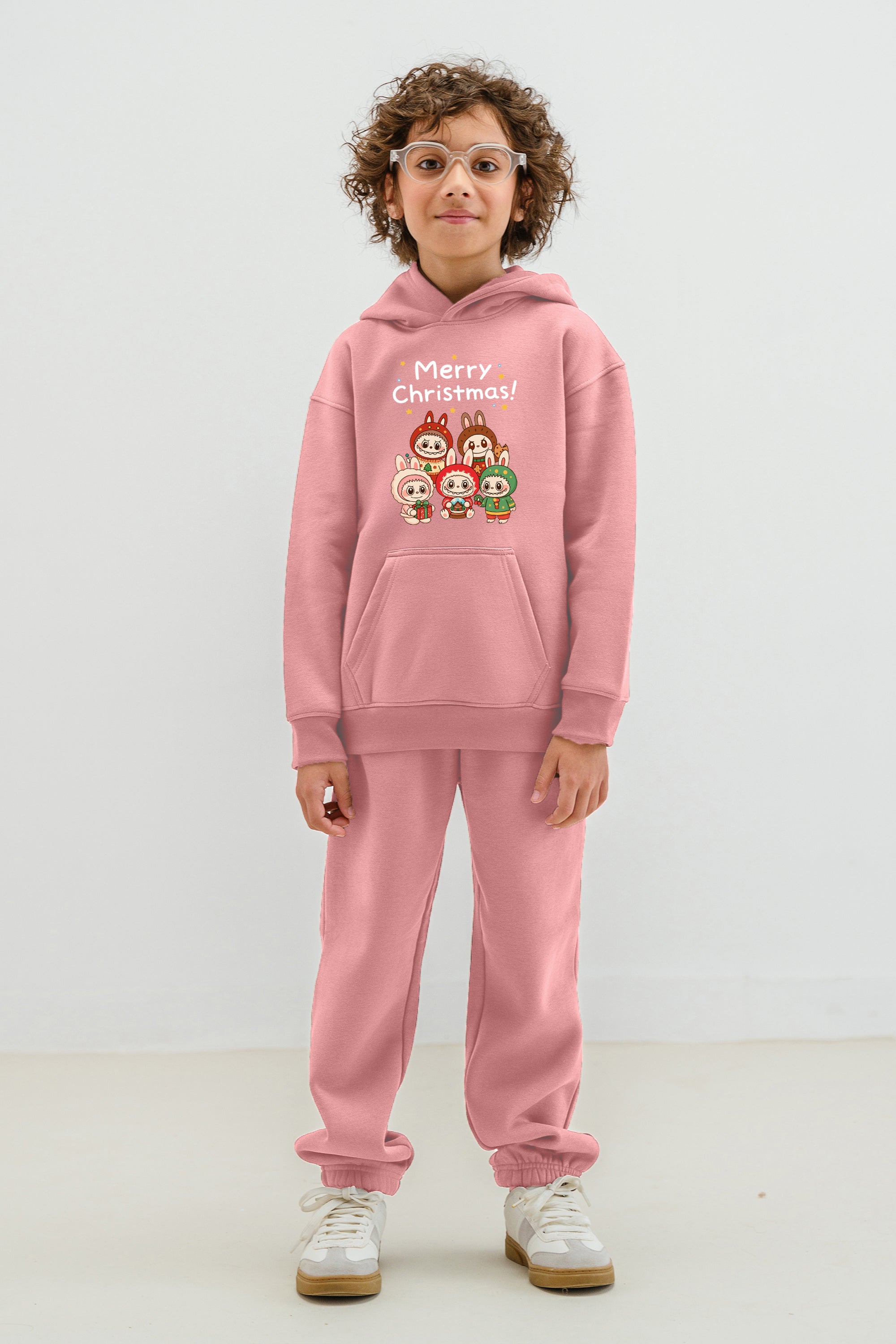 Kids Merry Christmas labubu Printed Hoodie & Joggers set (Pack of 5)