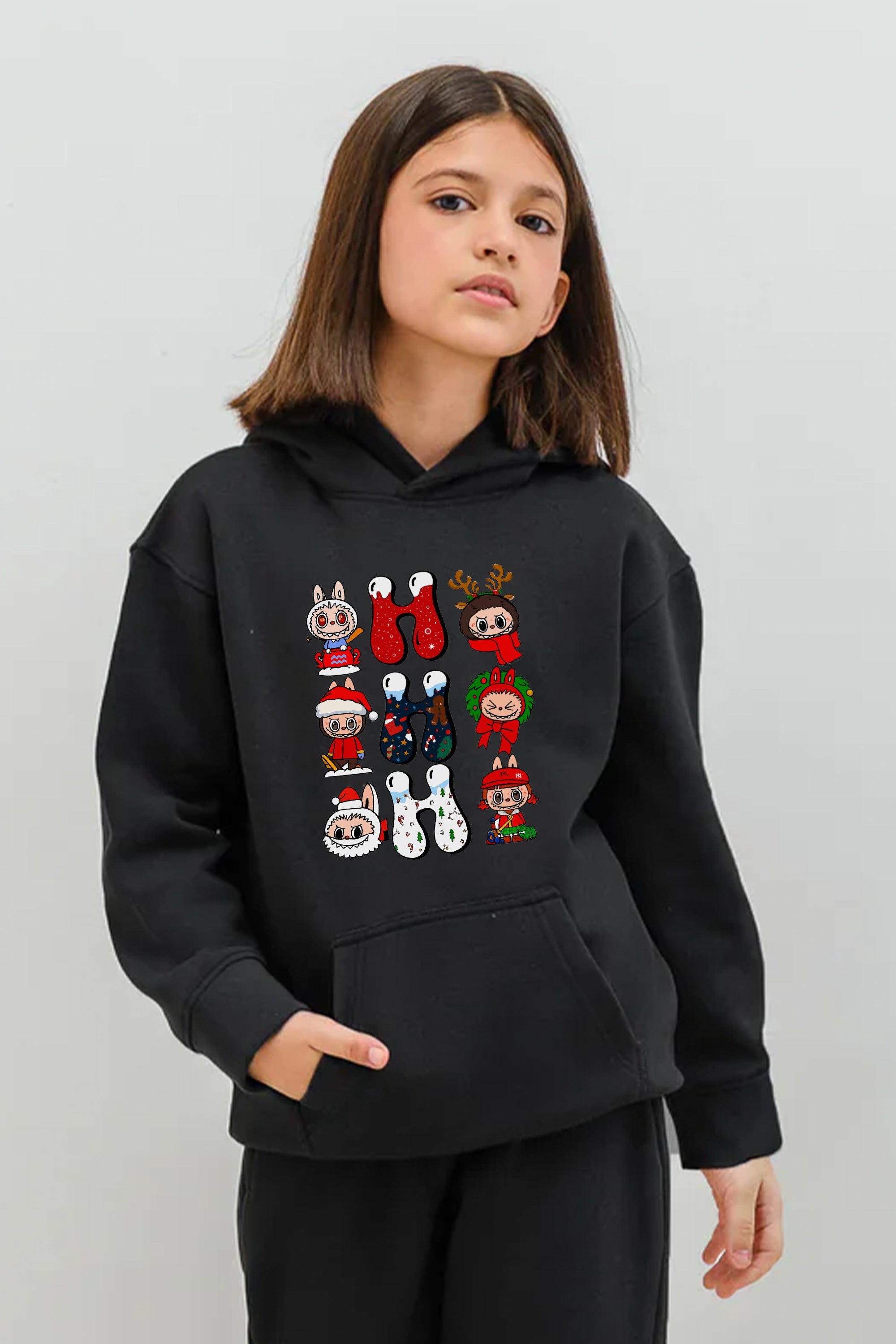 Kids Oh Labubu Christmas Printed Hoodie & Joggers set (Pack of 5)