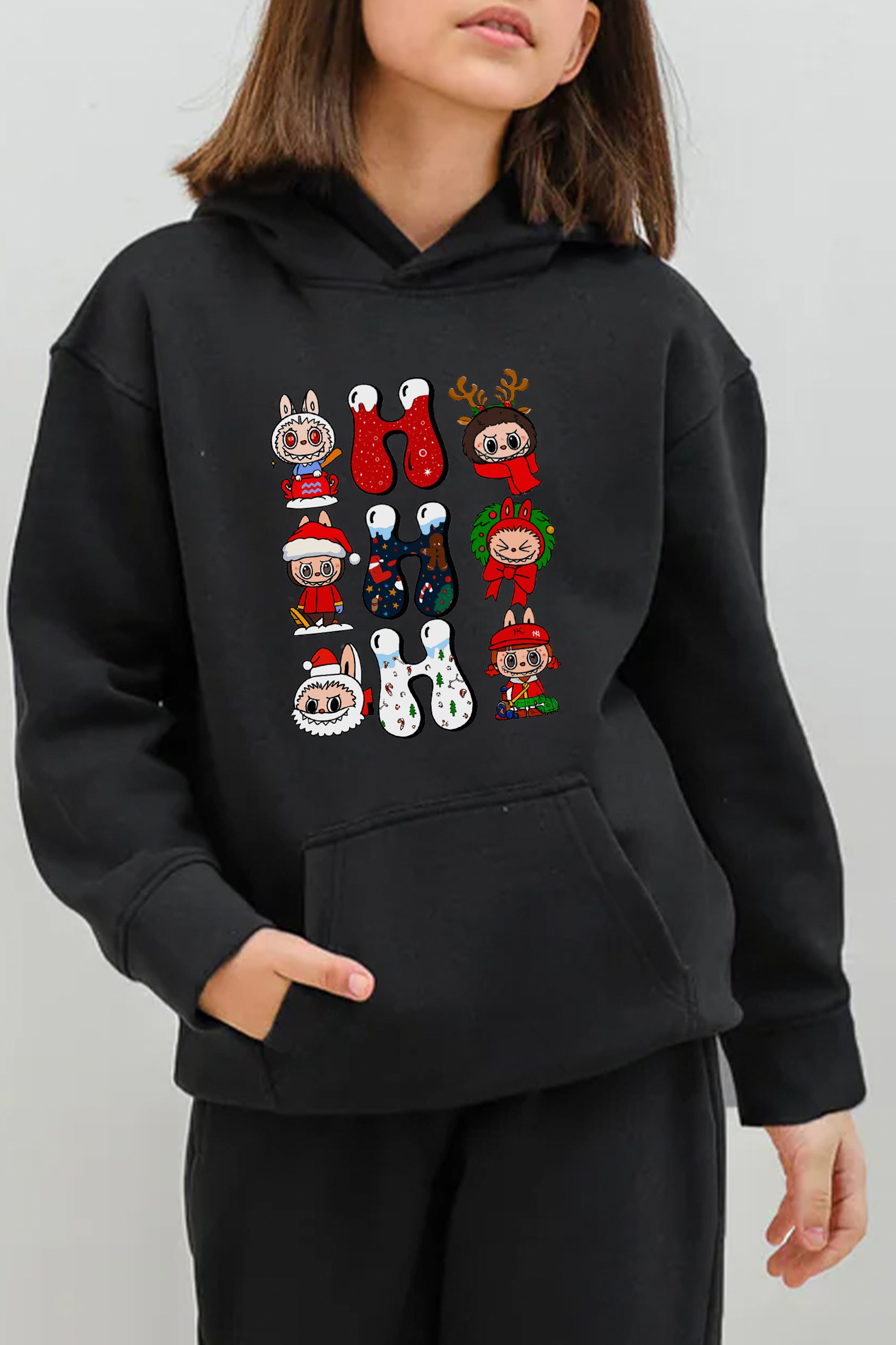 Kids Oh Labubu Christmas Printed Hoodie & Joggers set (Pack of 5)