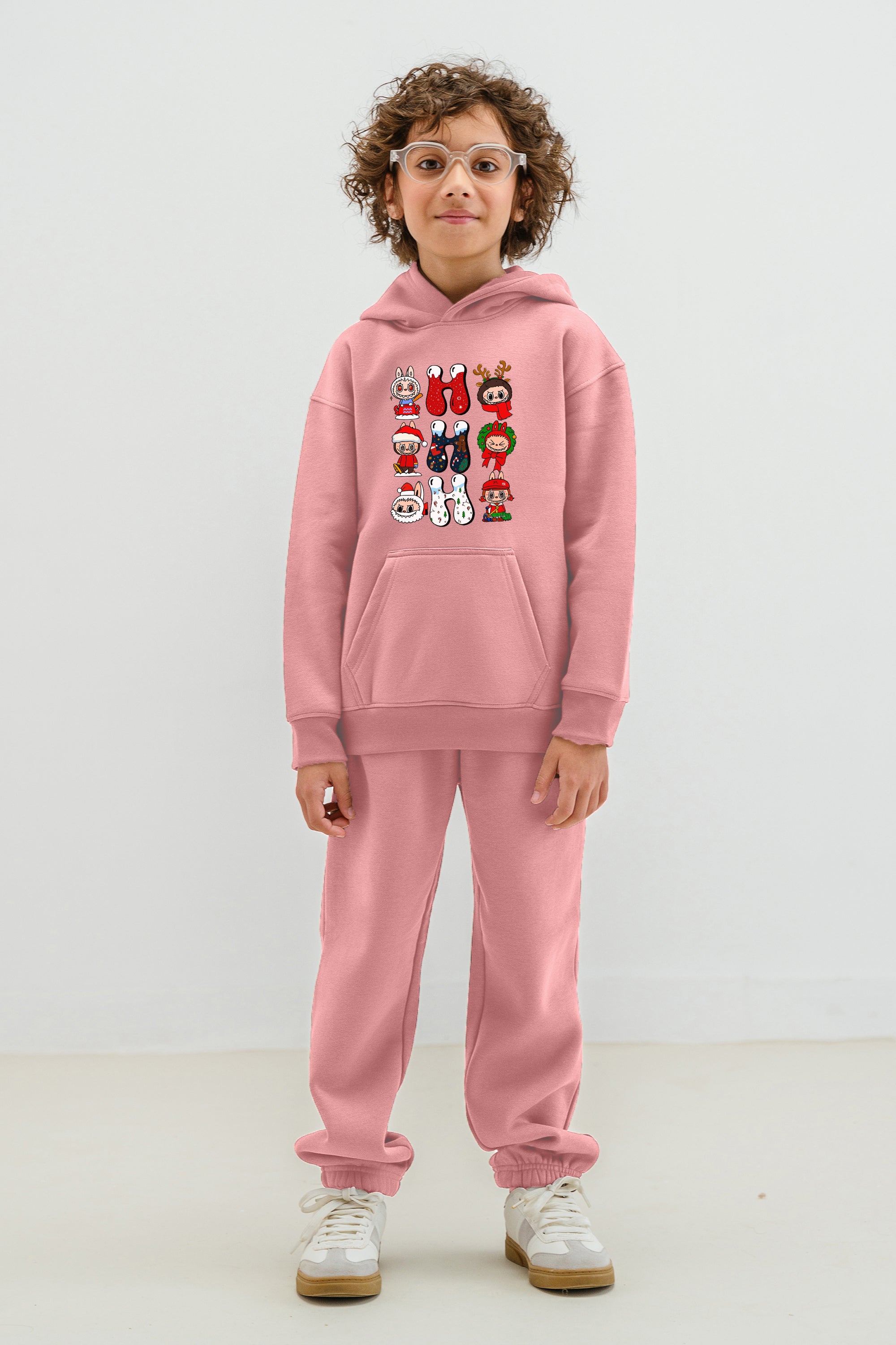 Kids Oh Labubu Christmas Printed Hoodie & Joggers set (Pack of 5)