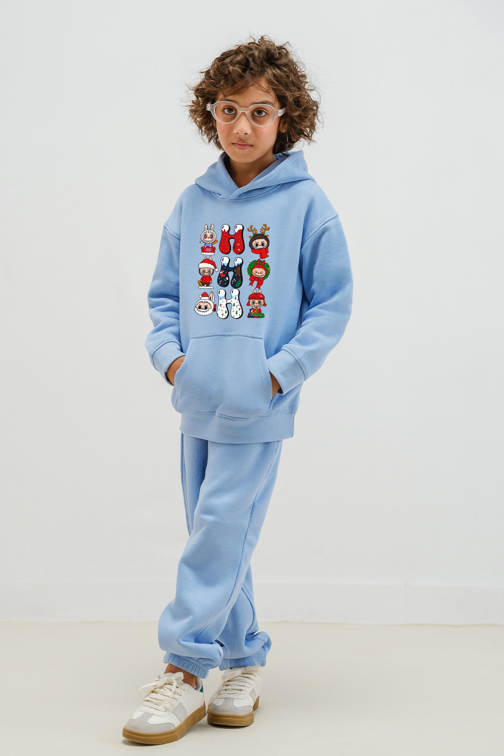 Kids Oh Labubu Christmas Printed Hoodie & Joggers set (Pack of 5)