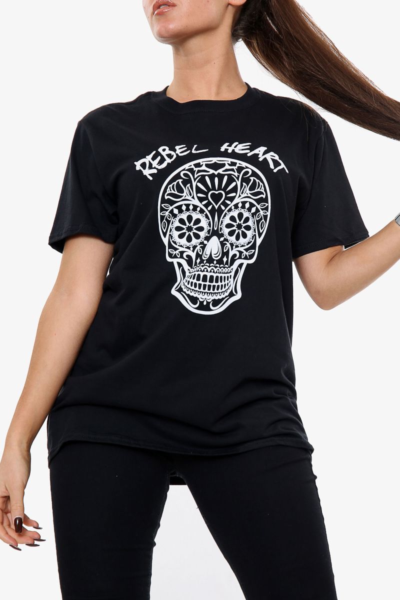 Rebel Heart Skull Print Oversized T-Shirt (Pack of 6)