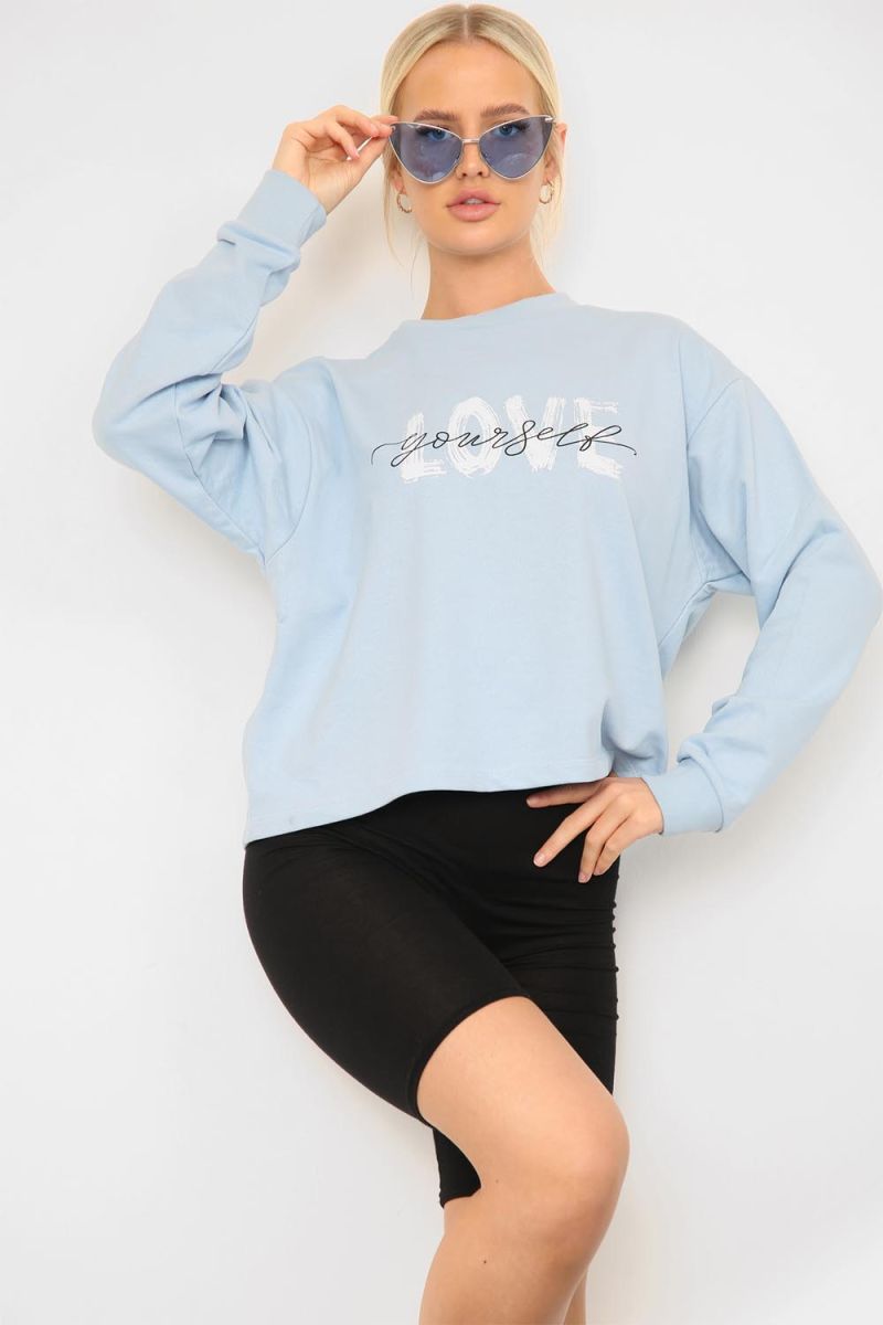 LOVE YOURSELF SLOGAN CROPPED SWEATSHIRT (Pack OF 6)