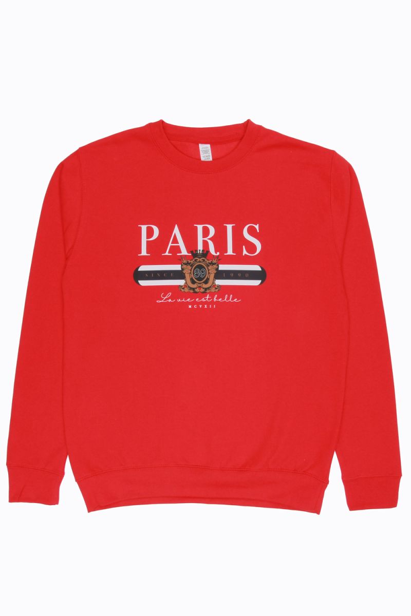 Paris Slogan Print Oversized Sweatshirt (Pack of 6)