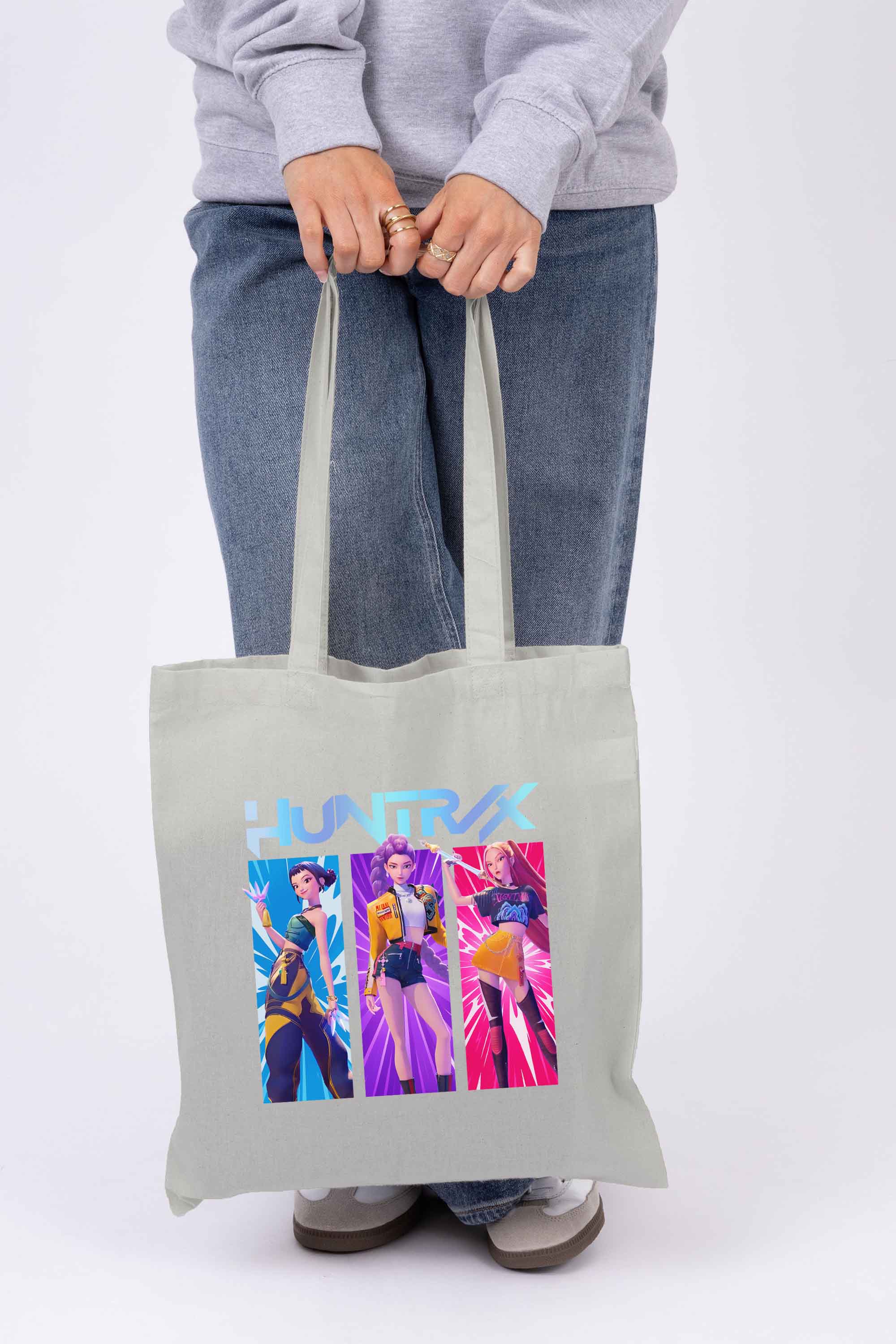 K-Pop Girl Trio Graphic Printed Cotton Tote Bag