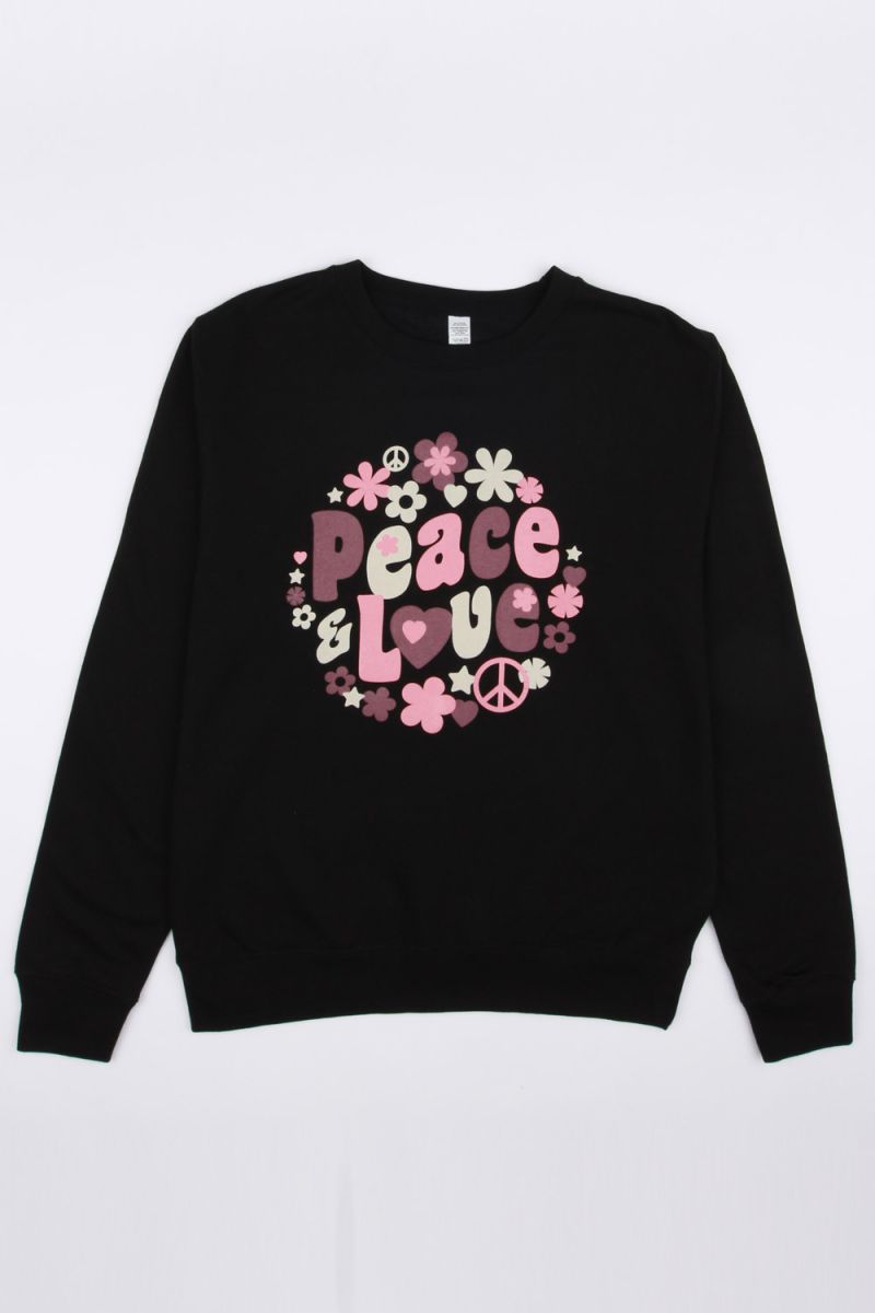 PEACE AND LOVE SLOGAN PRINT OVERSIZED SWEATSHIRT (PACK OF 6)