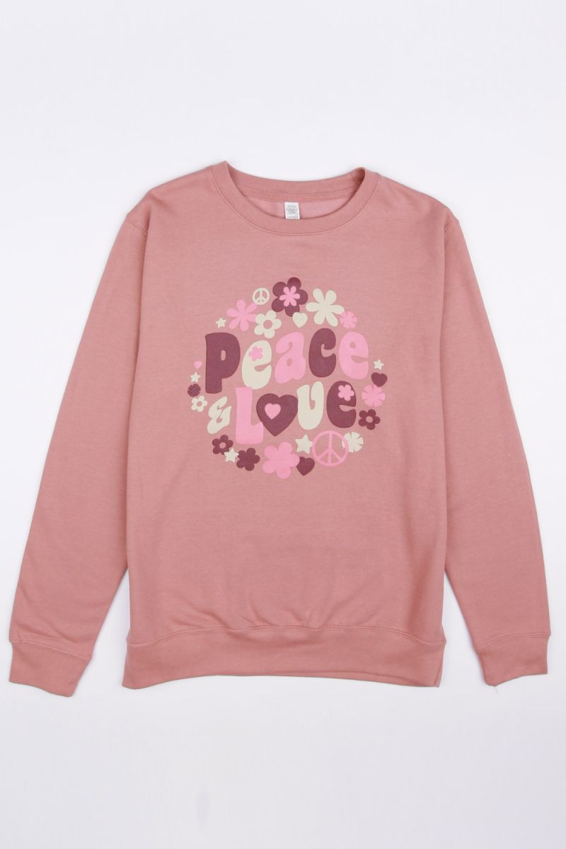 PEACE AND LOVE SLOGAN PRINT OVERSIZED SWEATSHIRT (PACK OF 6)