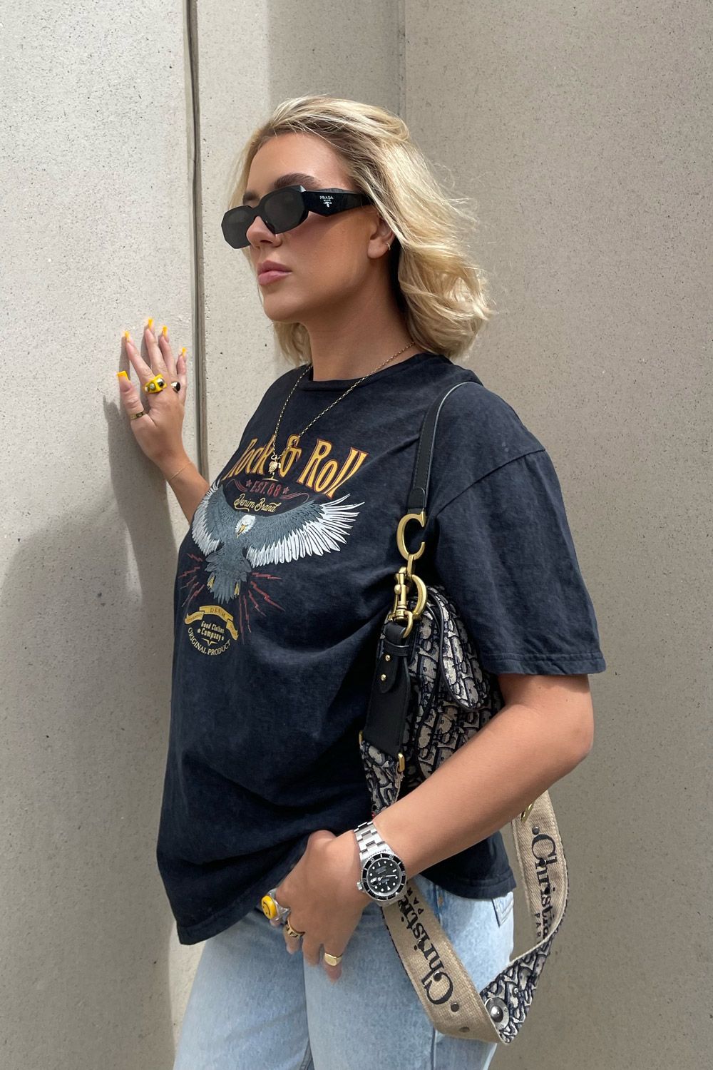 Rock n Roll Eagle Acid Wash T-Shirt