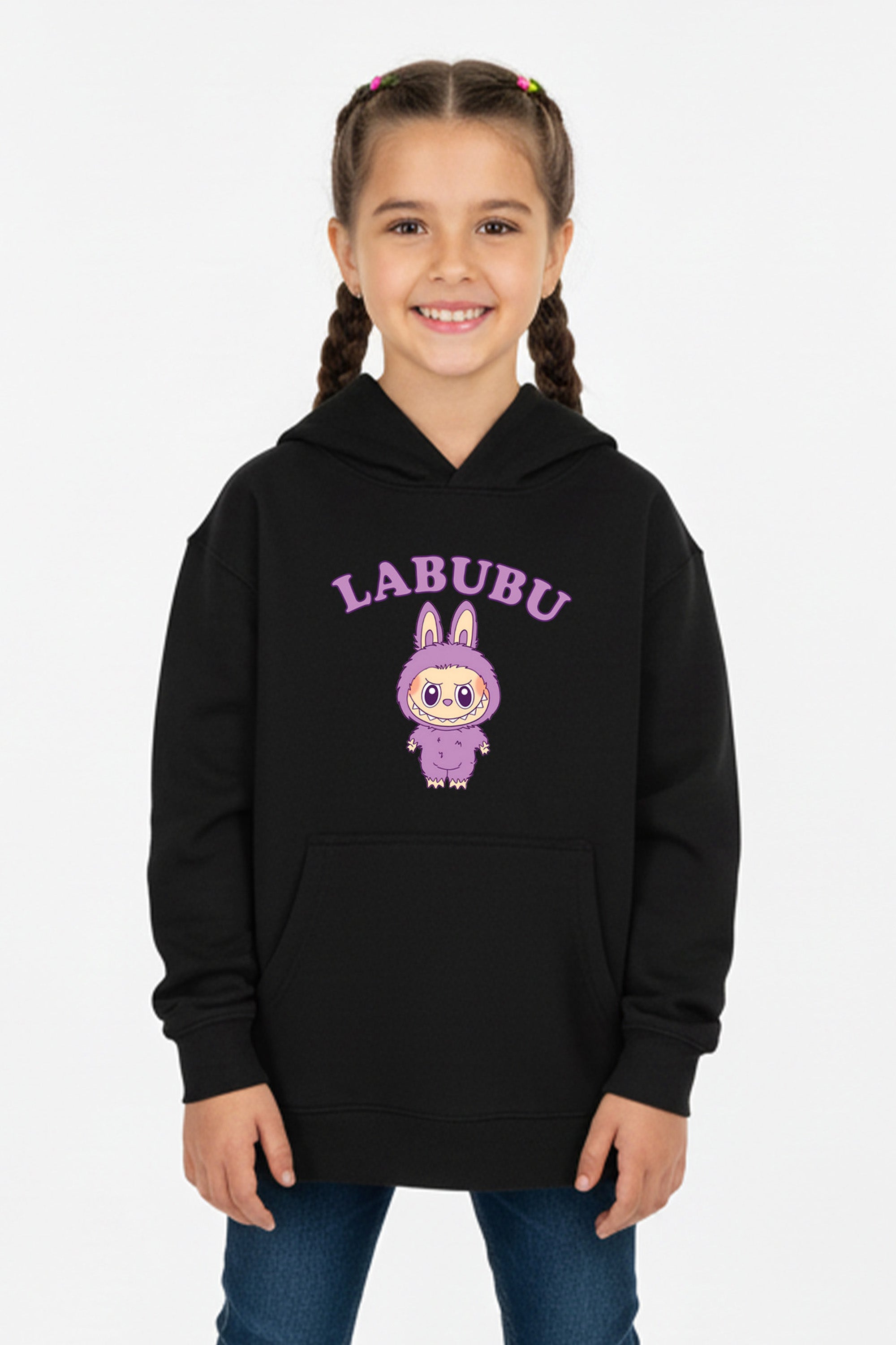 Kids Purple Labubu Printed Hoodie