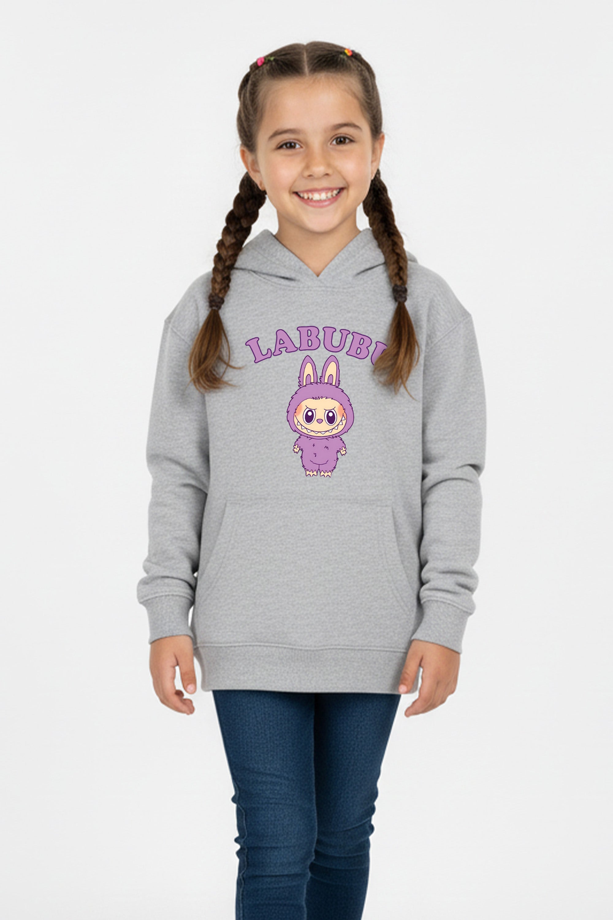 Kids Purple Labubu Printed Hoodie