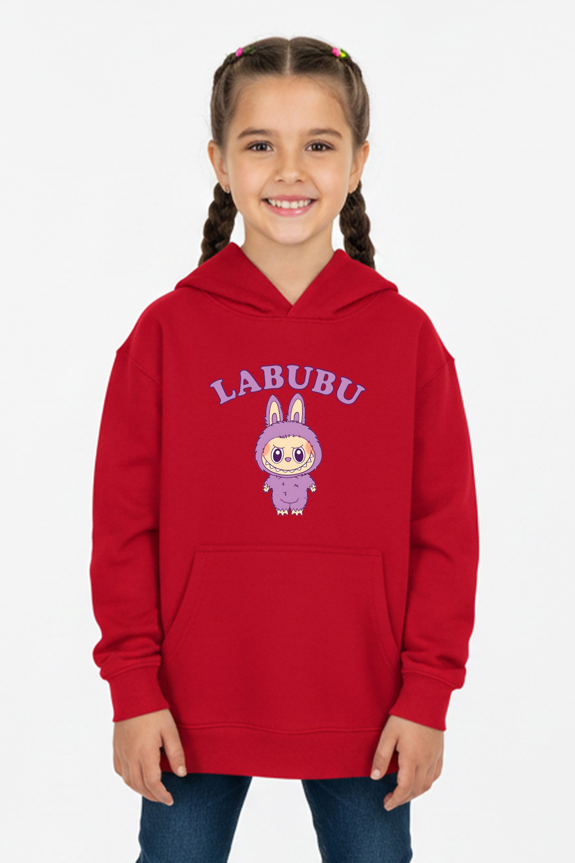 Kids Purple Labubu Printed Hoodie