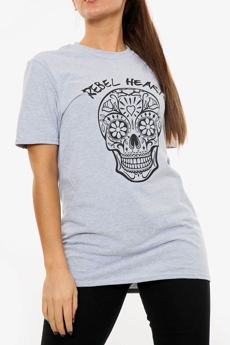 Rebel Heart Skull Print Oversized T-Shirt (Pack of 6)