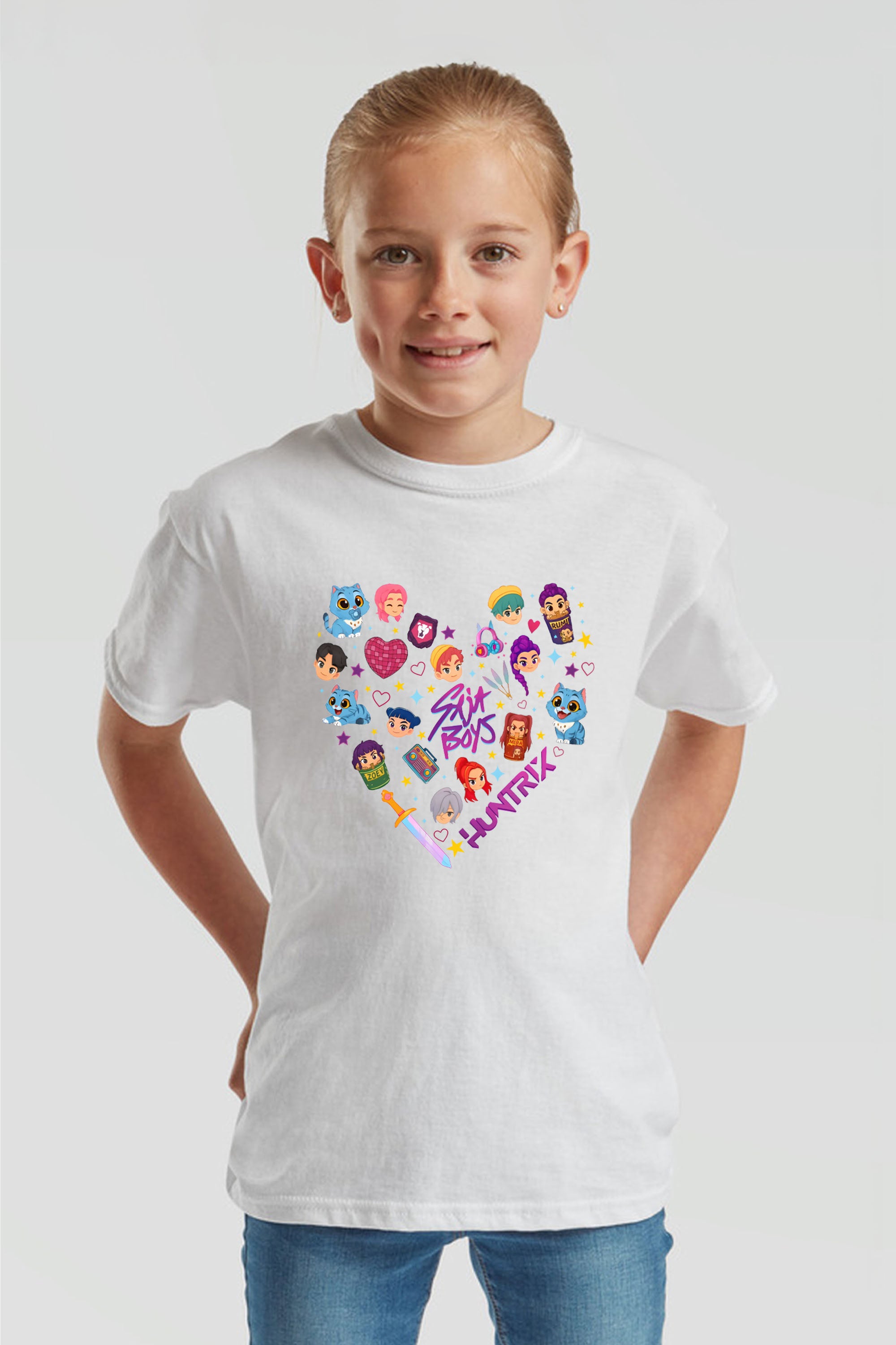 Kids K-pop Heart Squad Graphic Printed T-Shirt