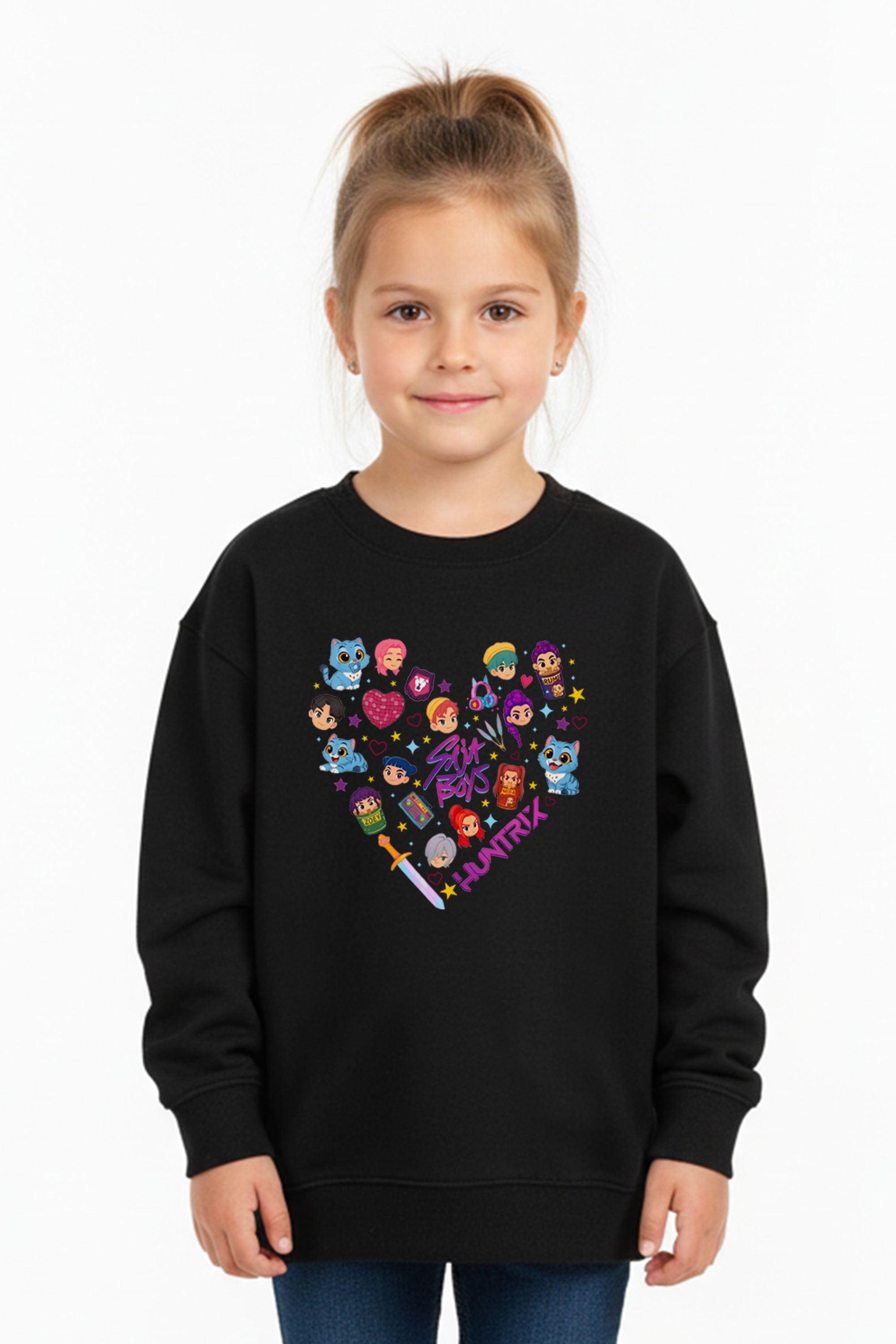Kids K-pop Heart Squad Graphic Printed Sweatshirt