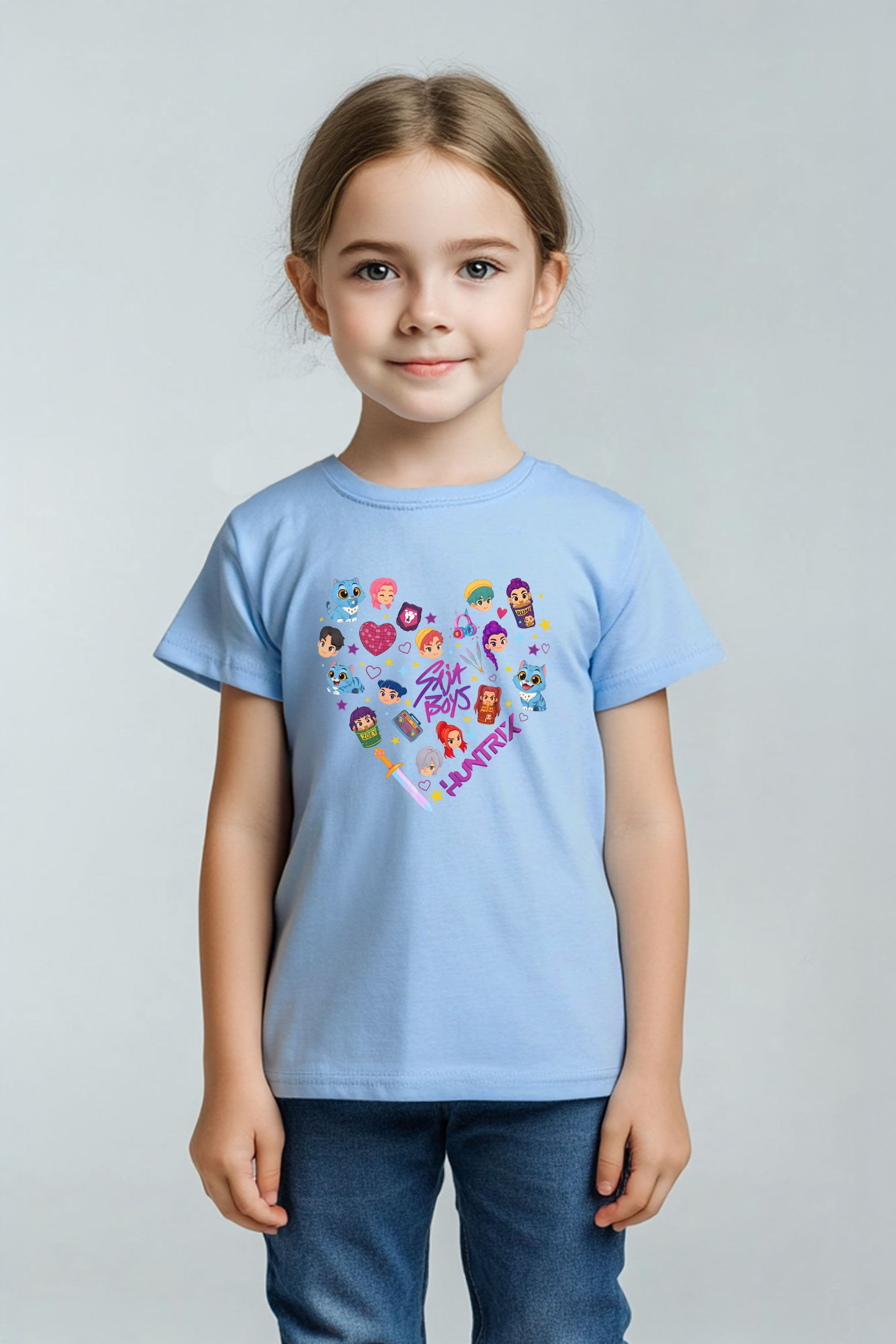 Kids K-pop Heart Squad Graphic Printed T-Shirt