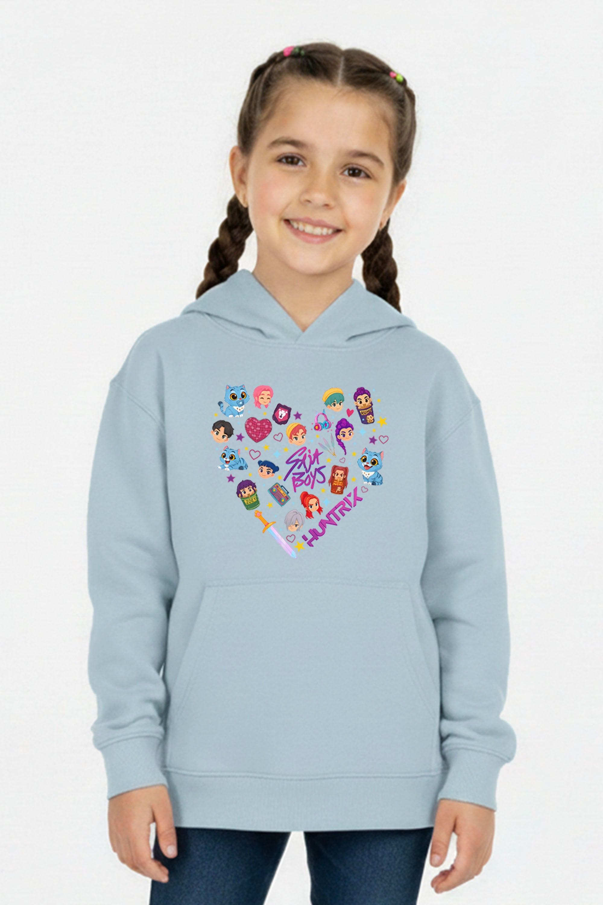 Kids K-pop Heart Squad Graphic Printed Hoodie