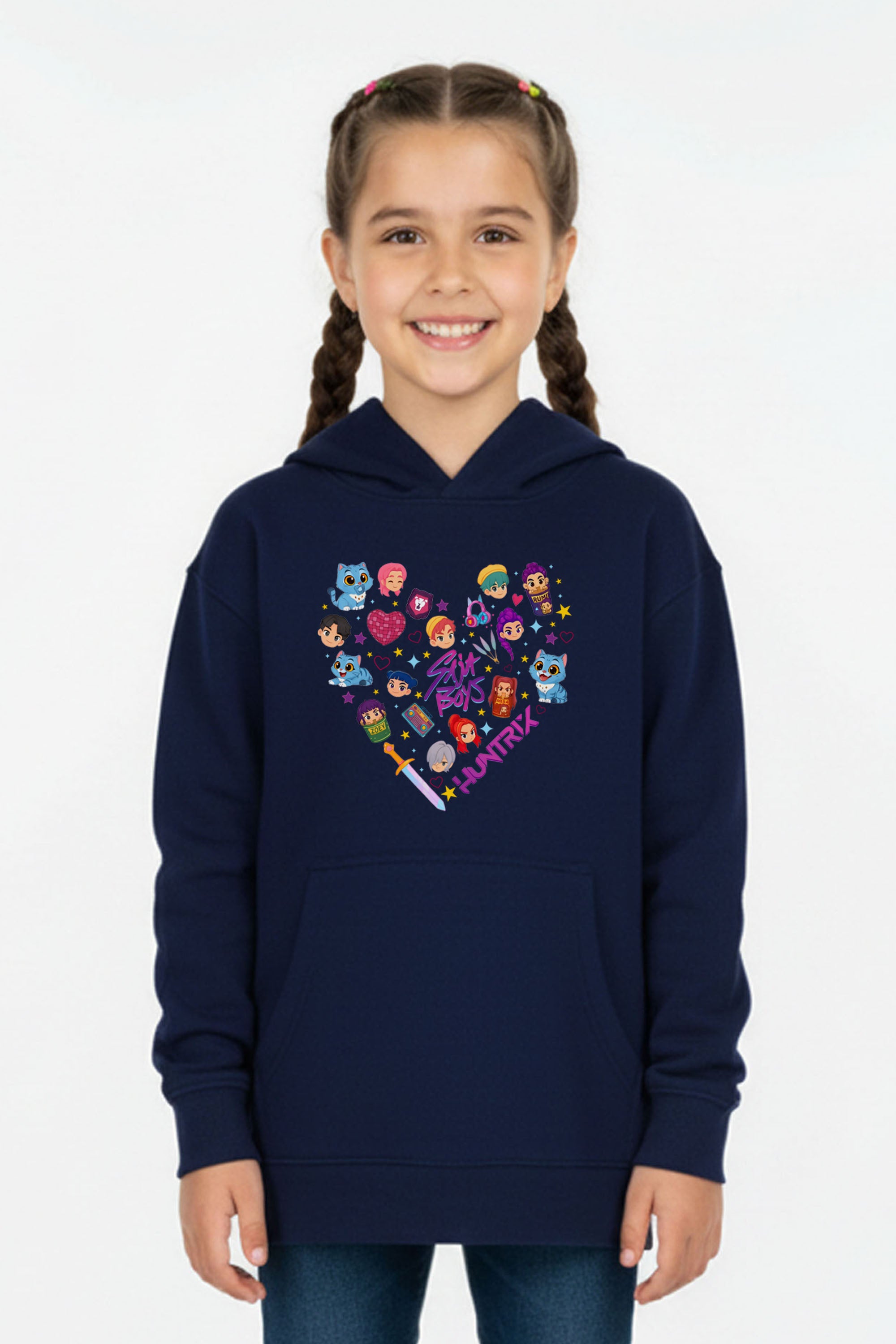 Kids K-pop Heart Squad Graphic Printed Hoodie