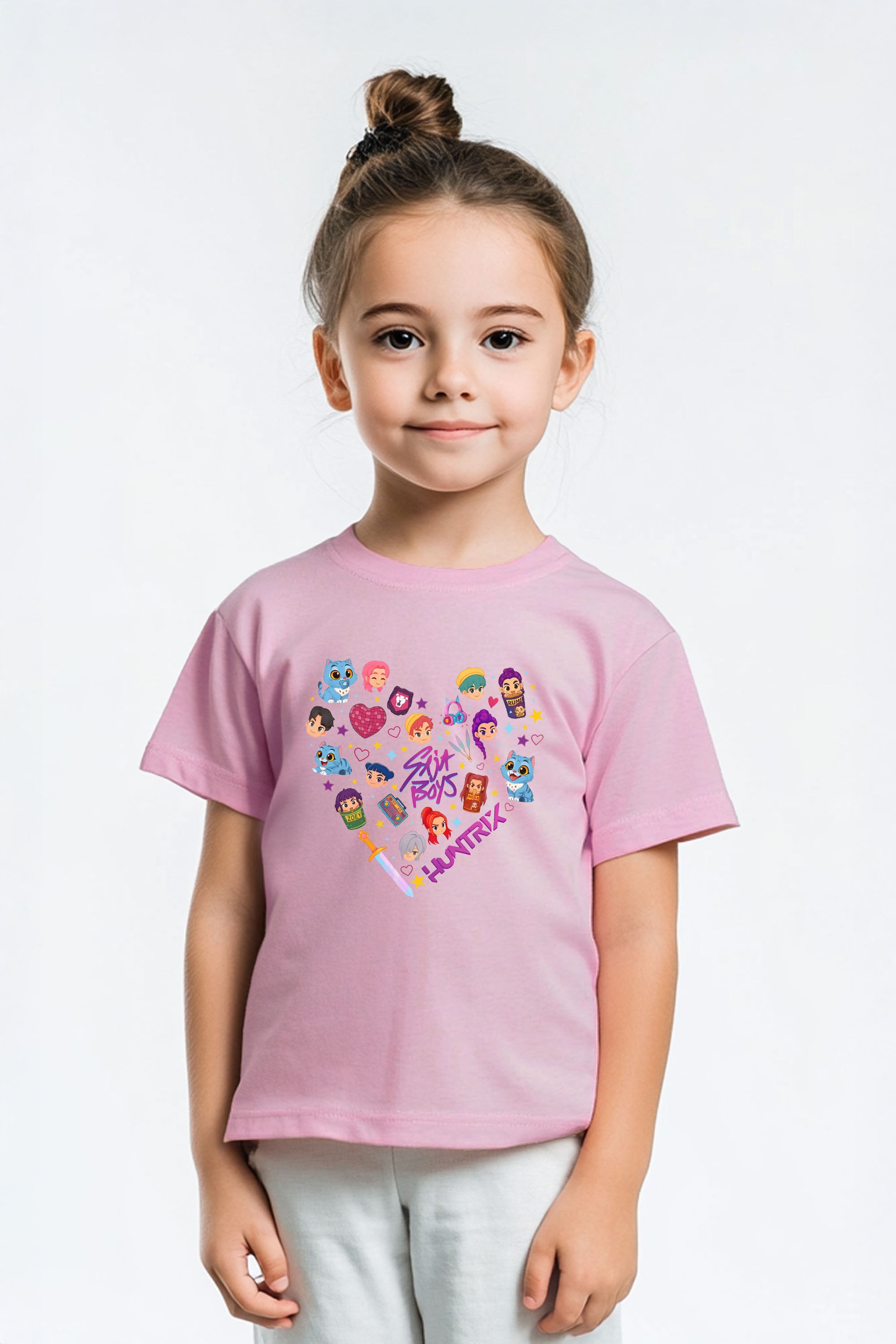 Kids K-pop Heart Squad Graphic Printed T-Shirt