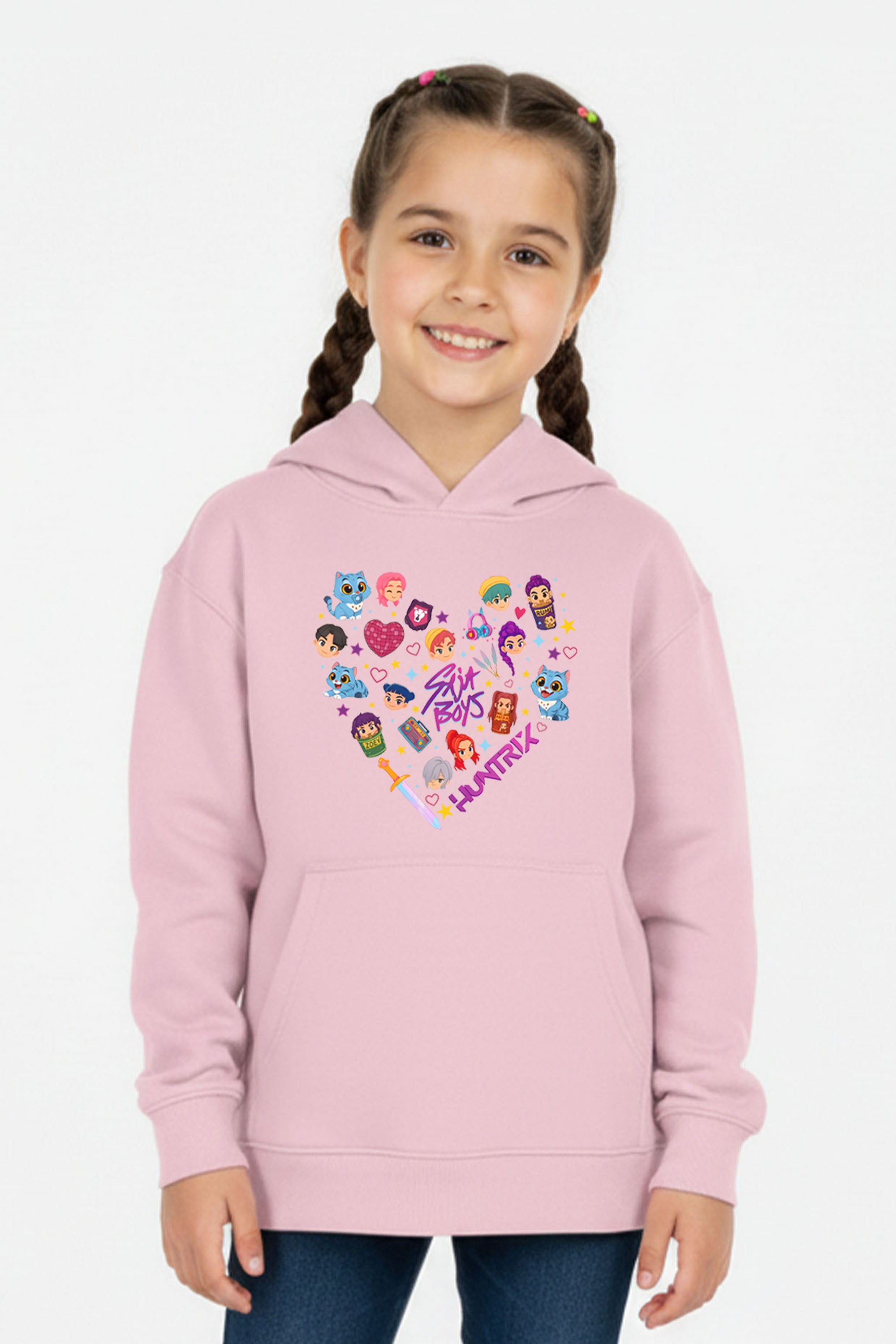 Kids K-pop Heart Squad Graphic Printed Hoodie