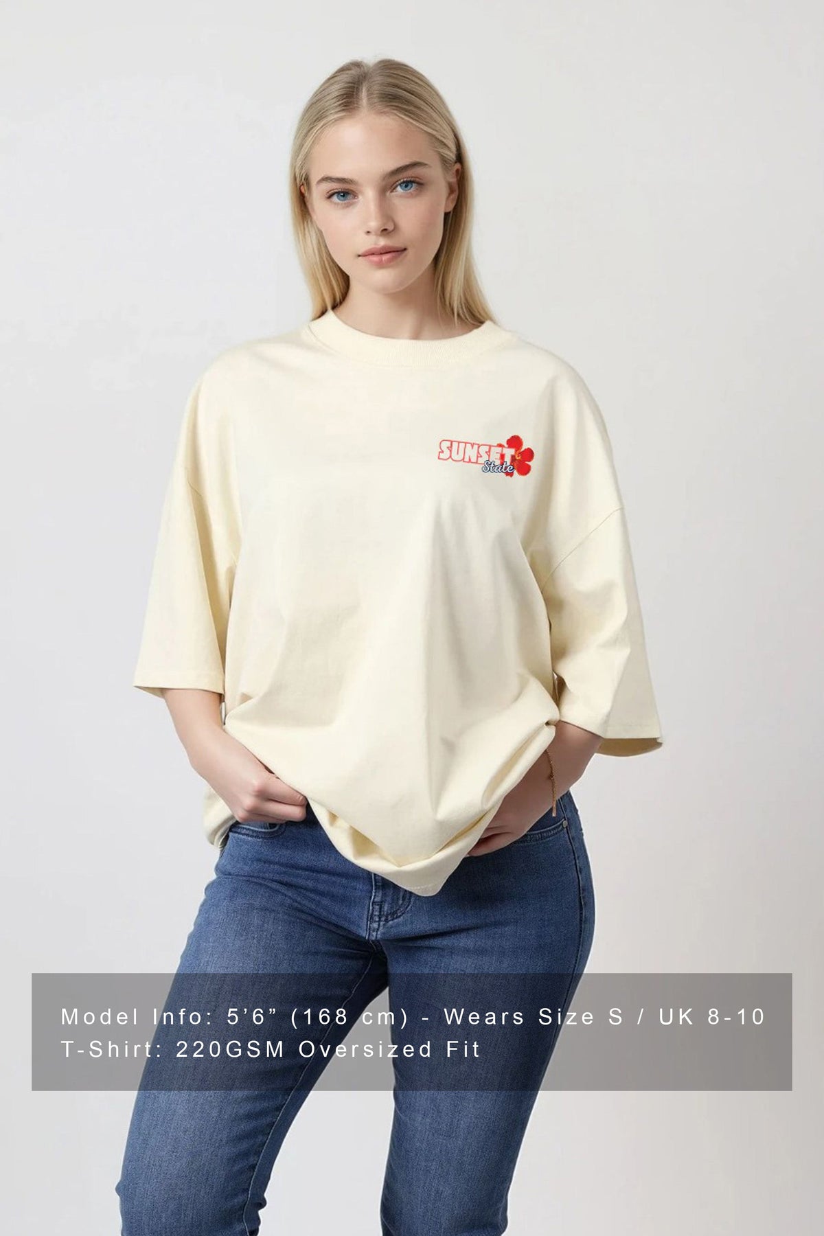 220GSM Oversized T-Shirt In Sunset State Hawaii Beach Print