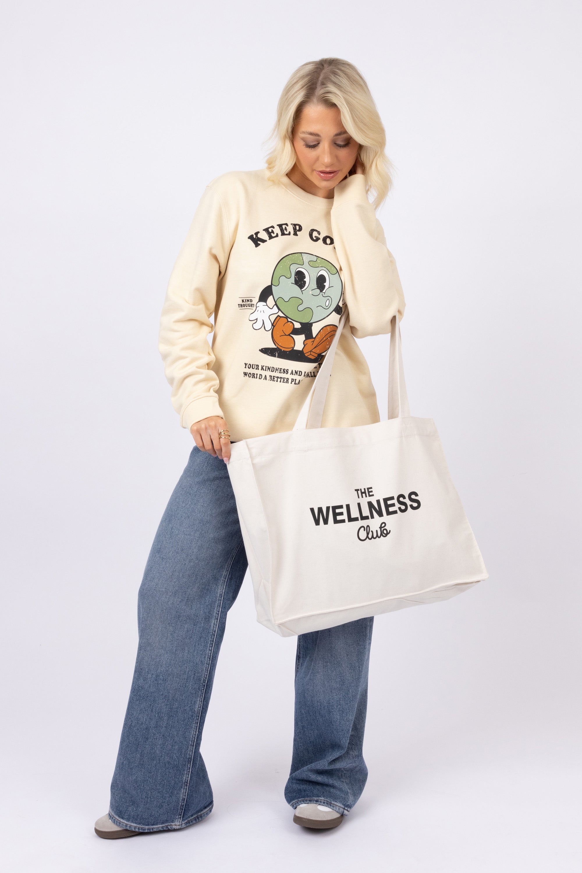 The Wellness Club Printed Woven Shopping Tote Bag