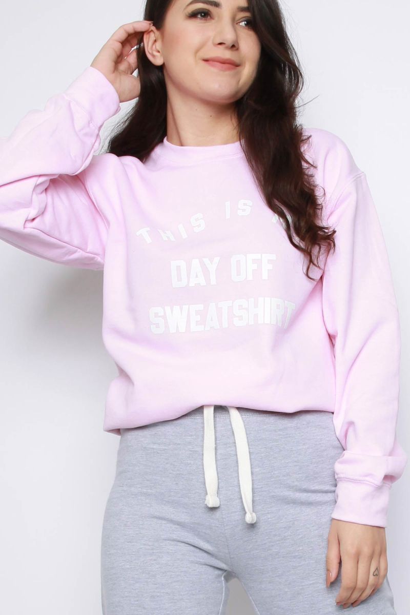 Day Off Slogan Oversized Sweatshirt (Pack of 6)