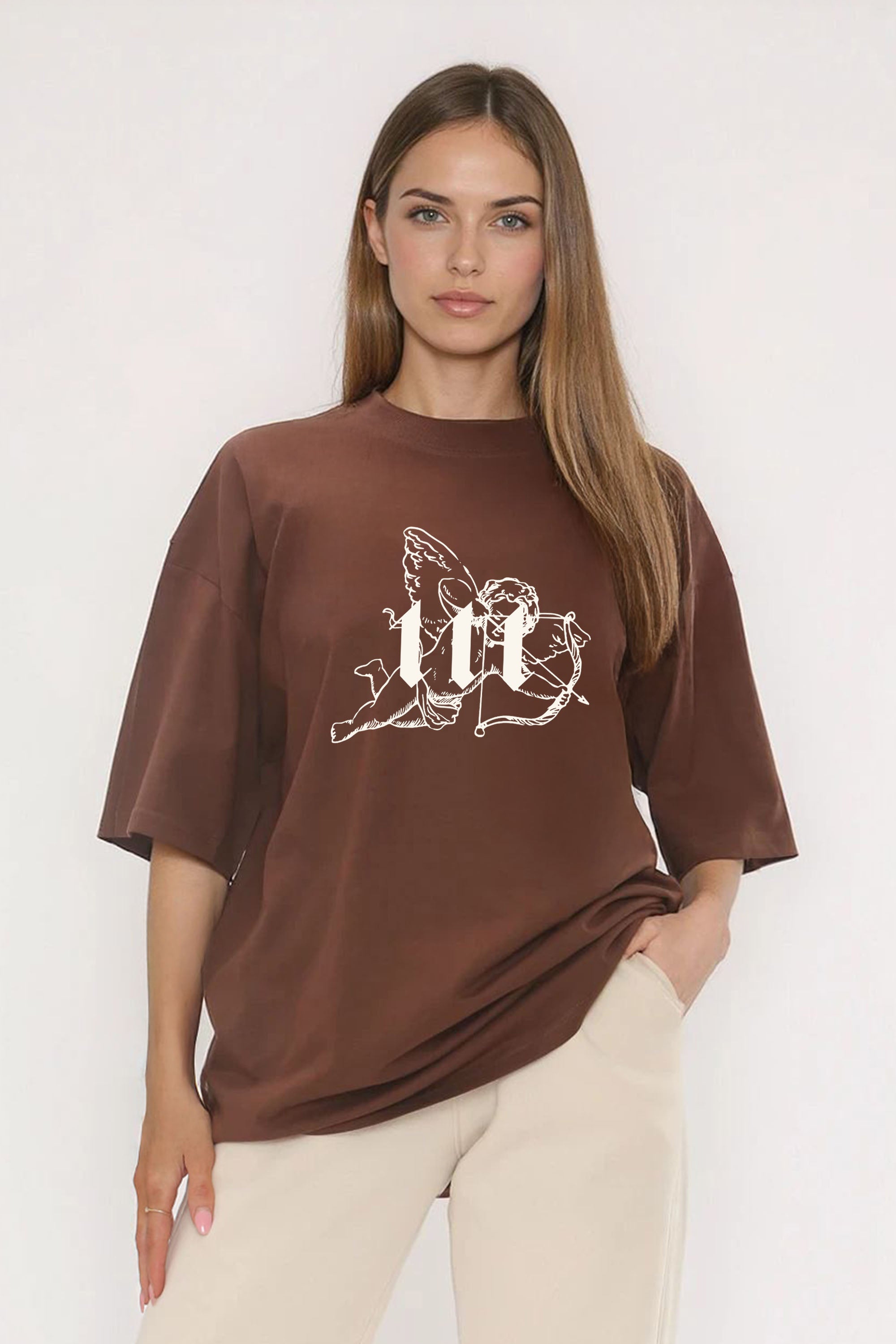 220GSM Oversized T-Shirt in Cupid 111 Angel Graphic Print