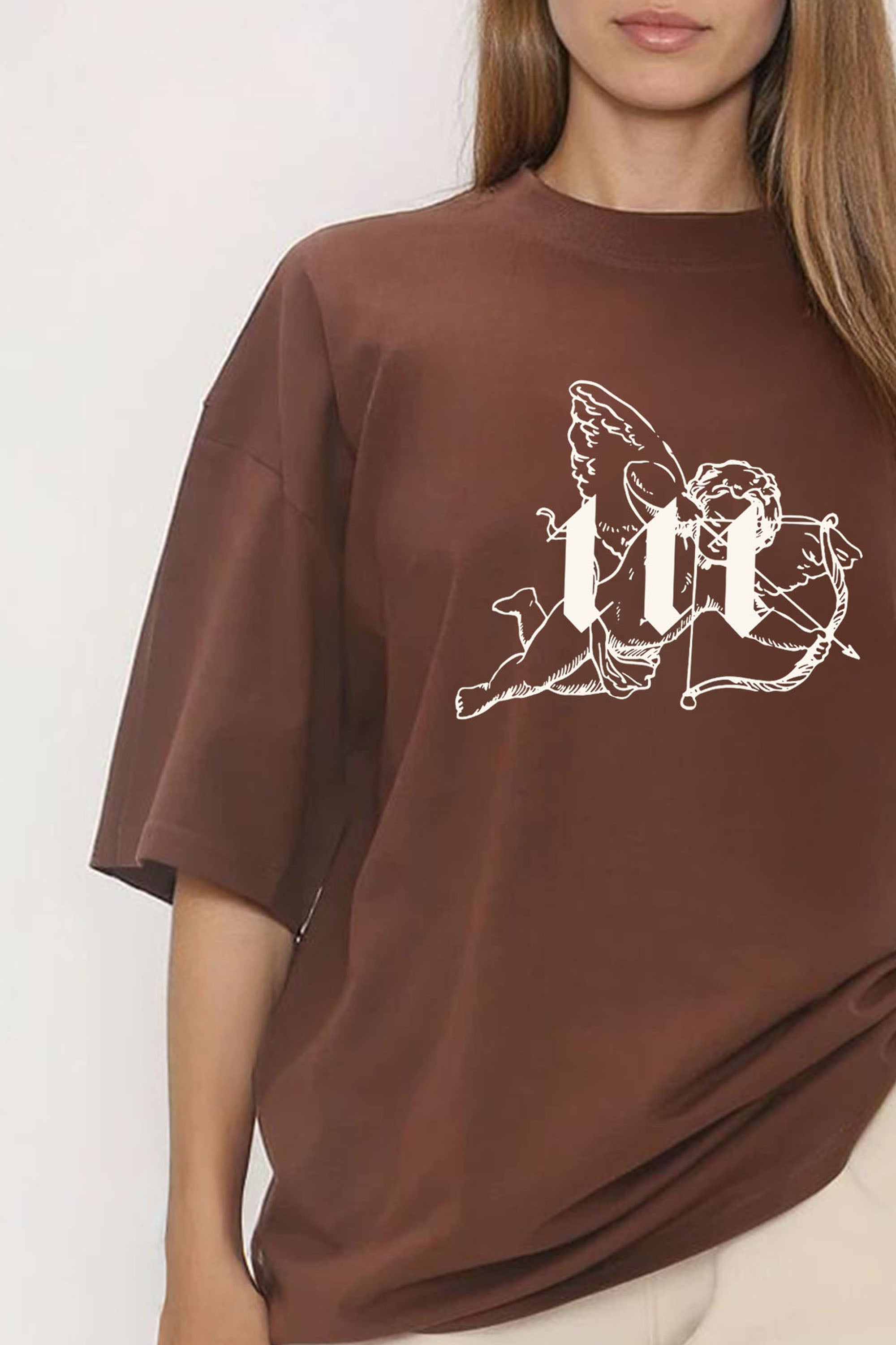 220GSM Oversized T-Shirt in Cupid 111 Angel Graphic Print