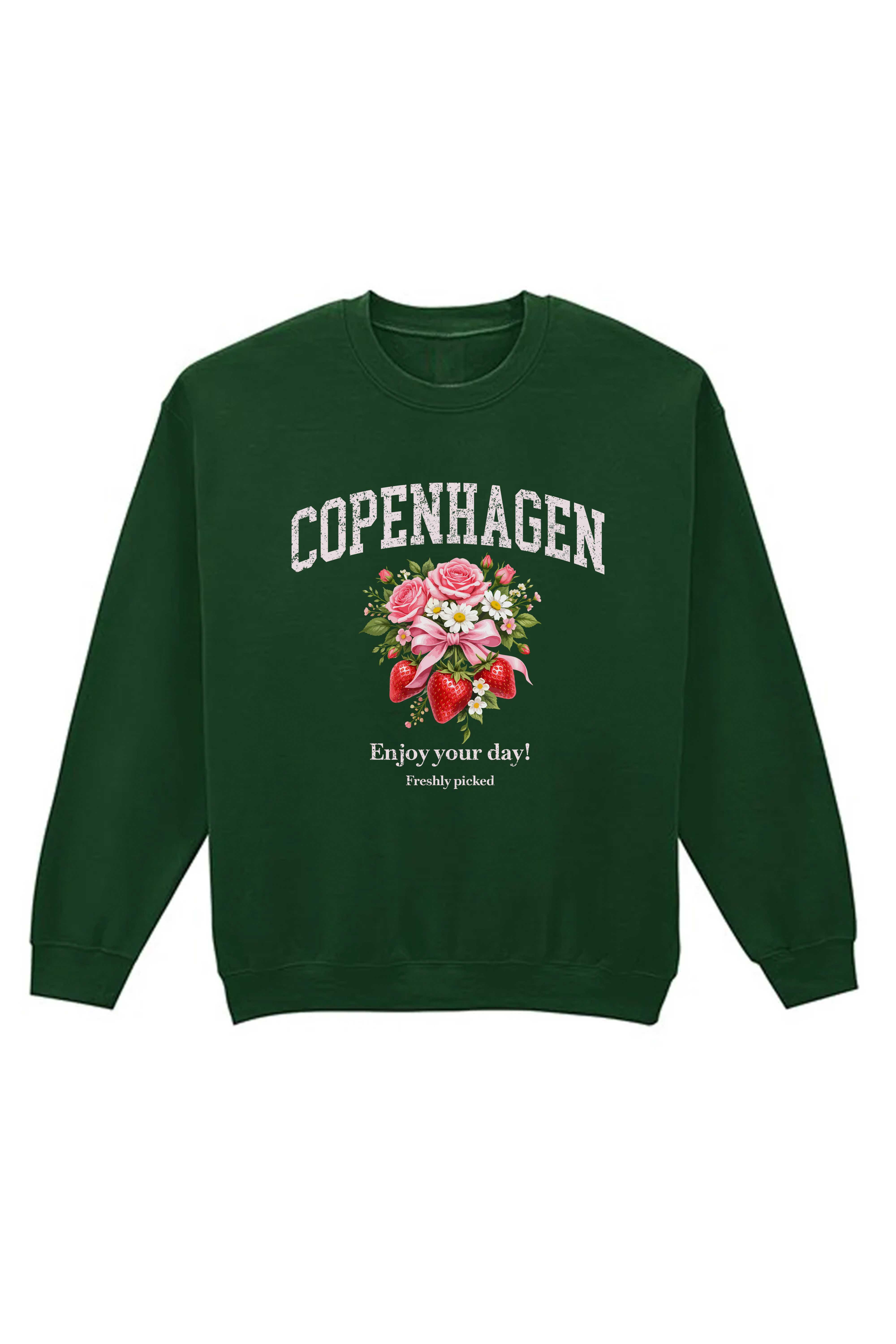 Unisex Heavy Blend Copenhagen Strawberry Floral Printed Sweatshirt