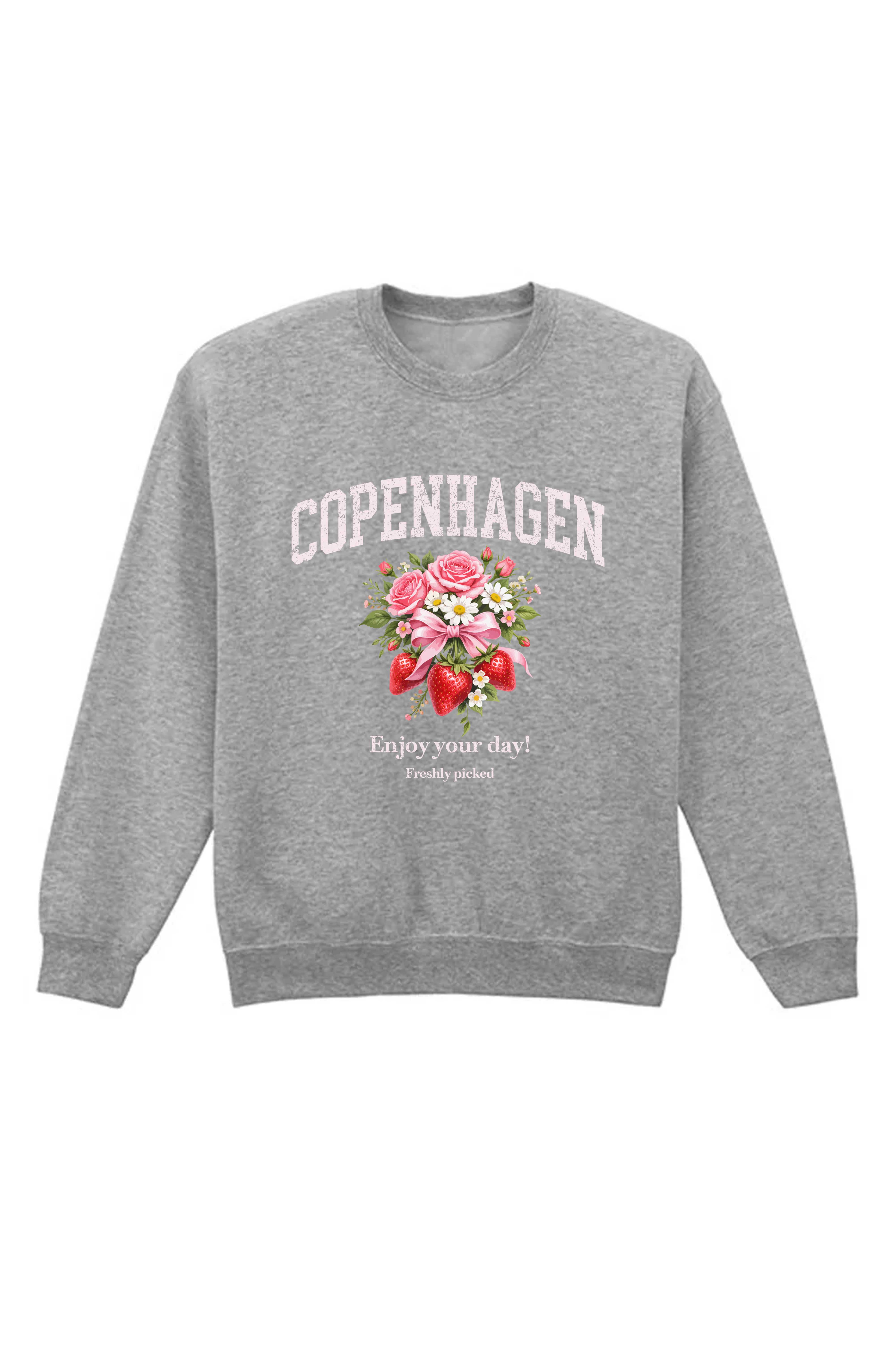 Unisex Heavy Blend Copenhagen Strawberry Floral Printed Sweatshirt