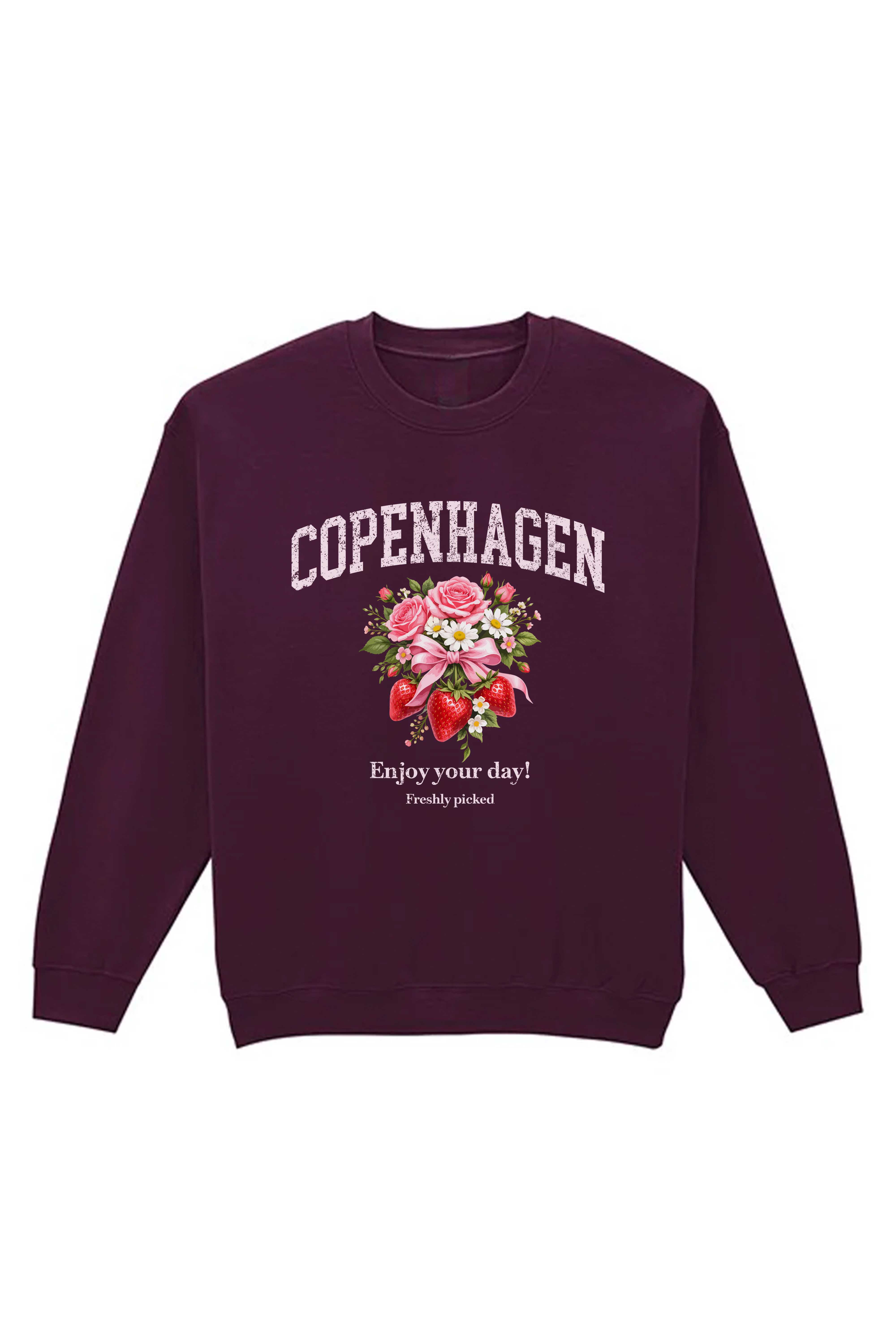 Unisex Heavy Blend Copenhagen Strawberry Floral Printed Sweatshirt