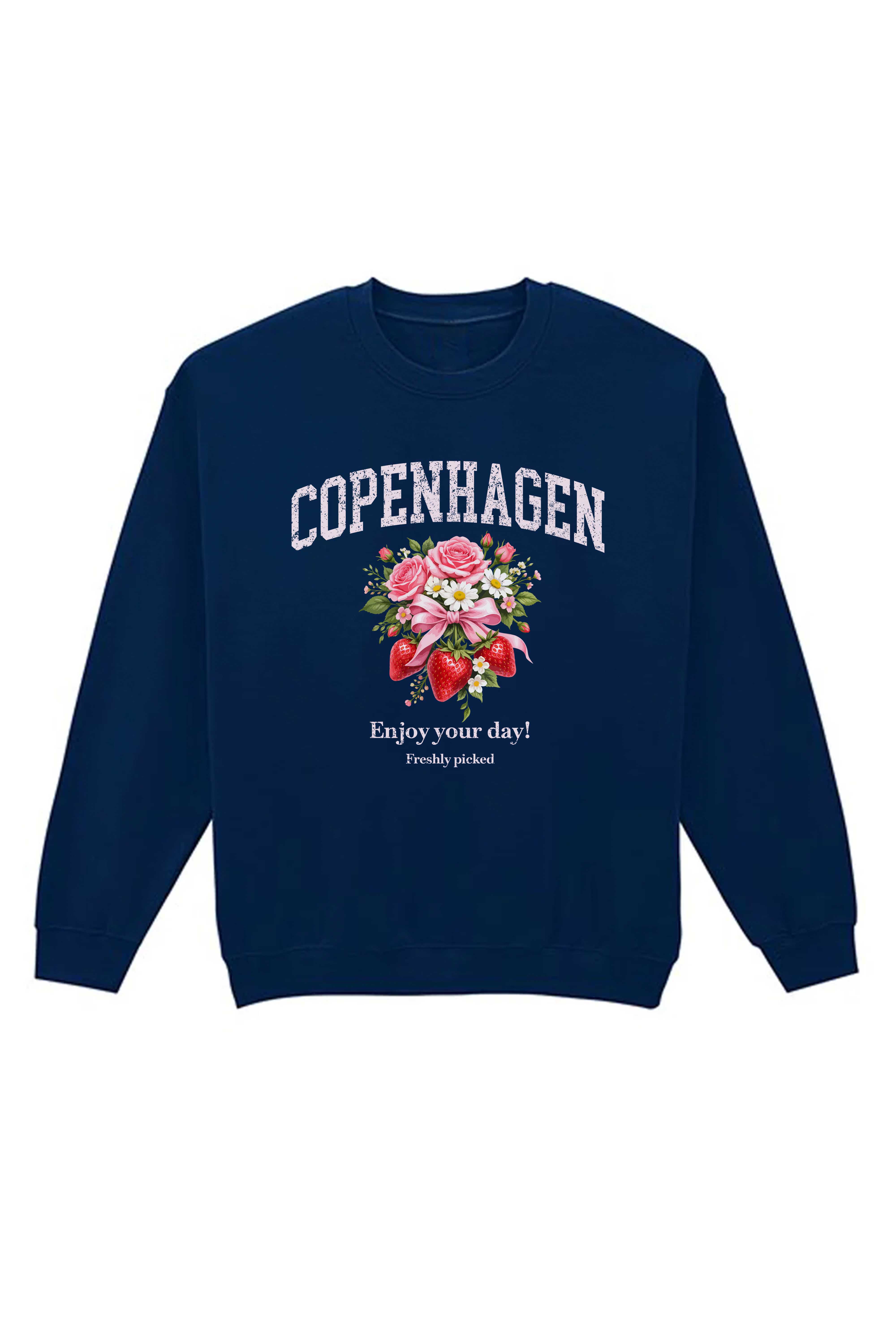 Unisex Heavy Blend Copenhagen Strawberry Floral Printed Sweatshirt