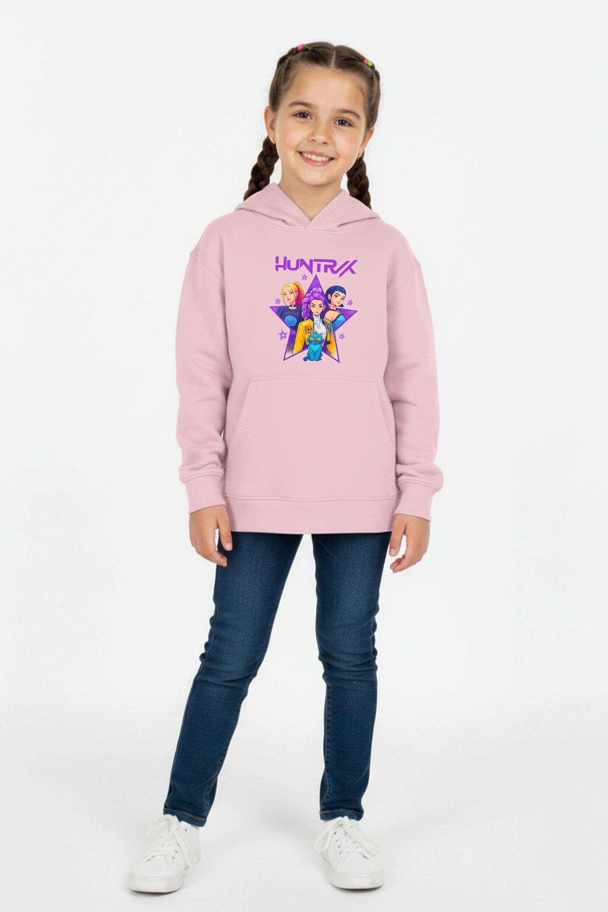 Kids K-Pop Star Squad Graphic Printed Hoodie