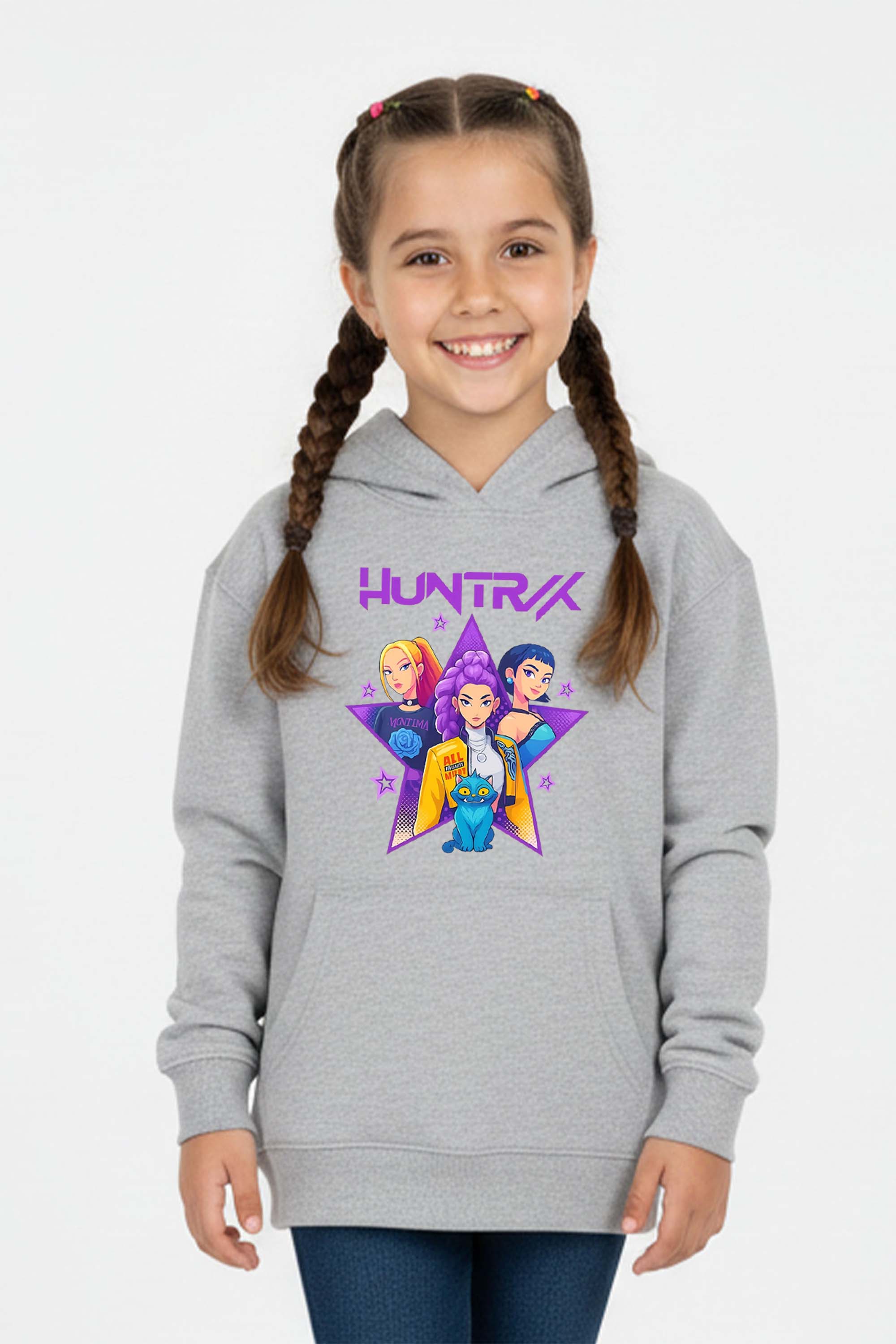 Kids K-Pop Star Squad Graphic Printed Hoodie