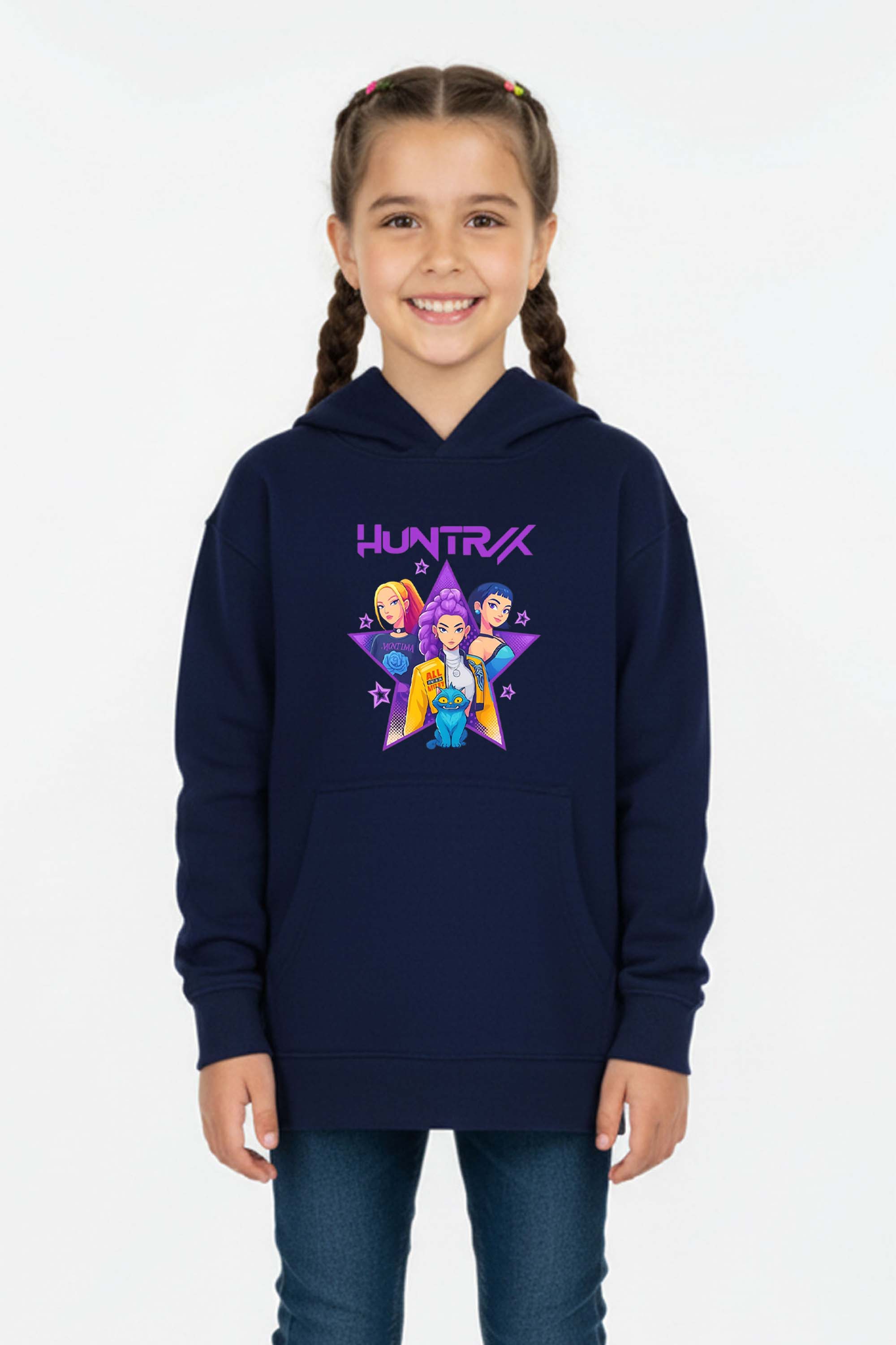 Kids K-Pop Star Squad Graphic Printed Hoodie