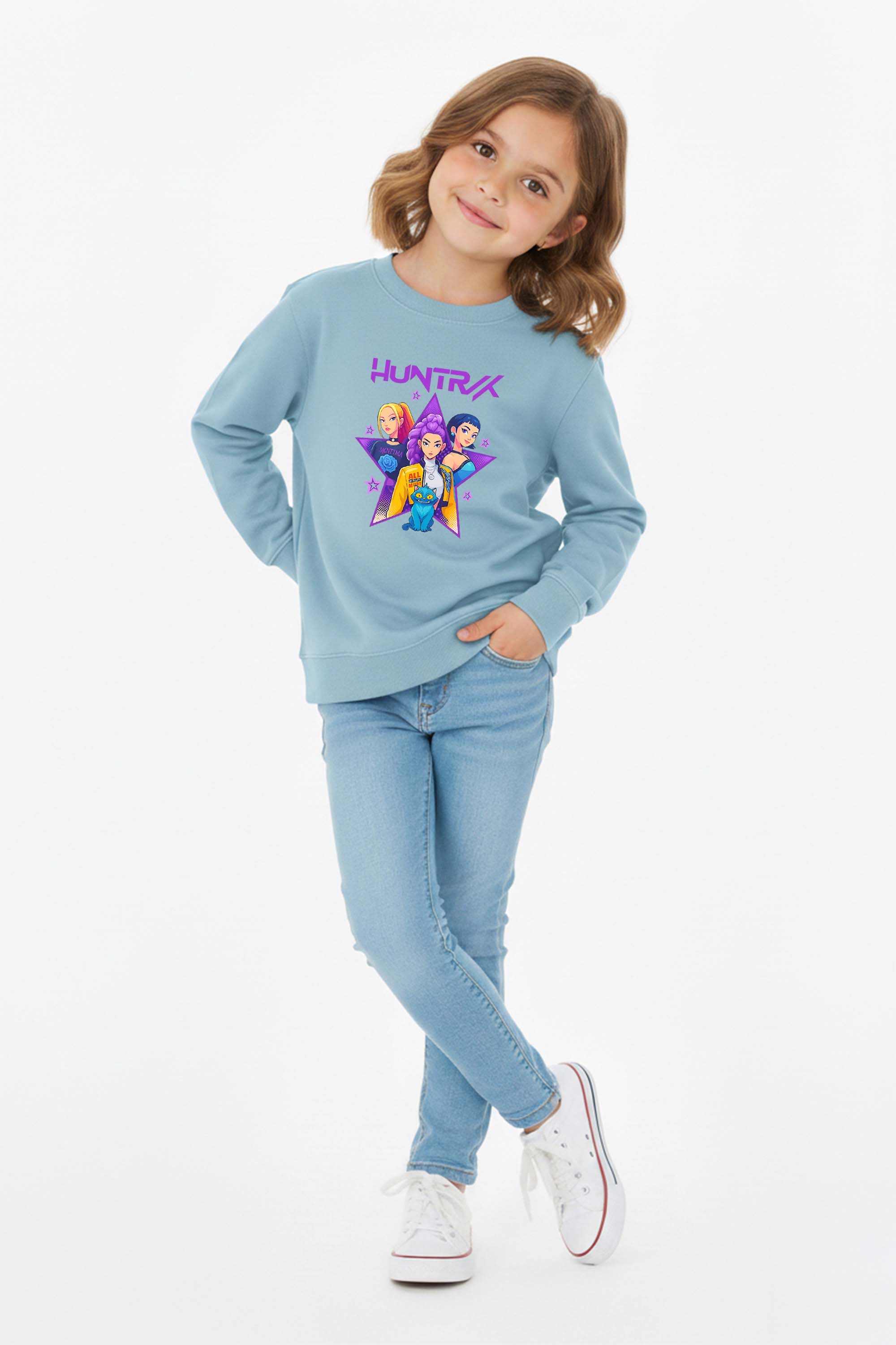 Kids K-Pop Star Squad Graphic Printed Sweatshirt