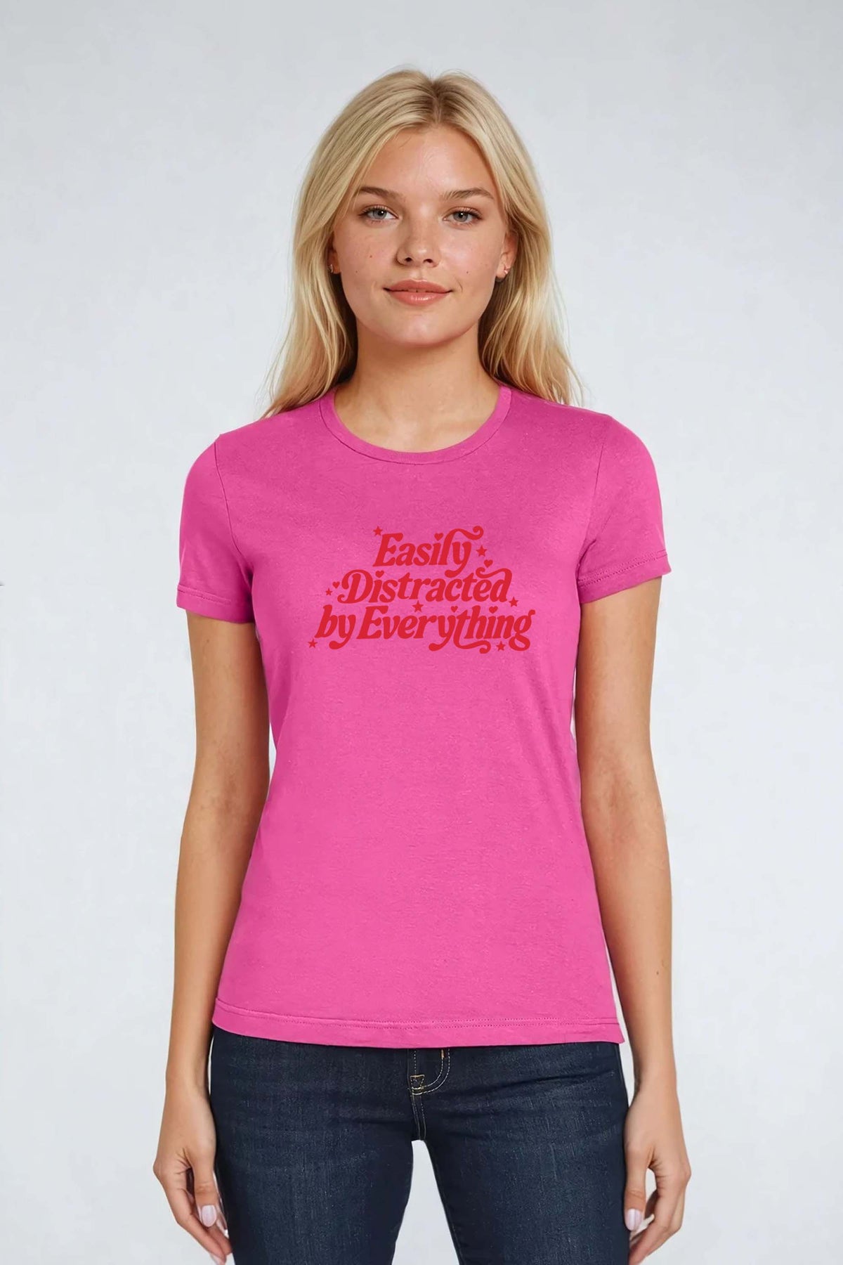 Easily Distracted by Everything Fitted Printed T-shirt