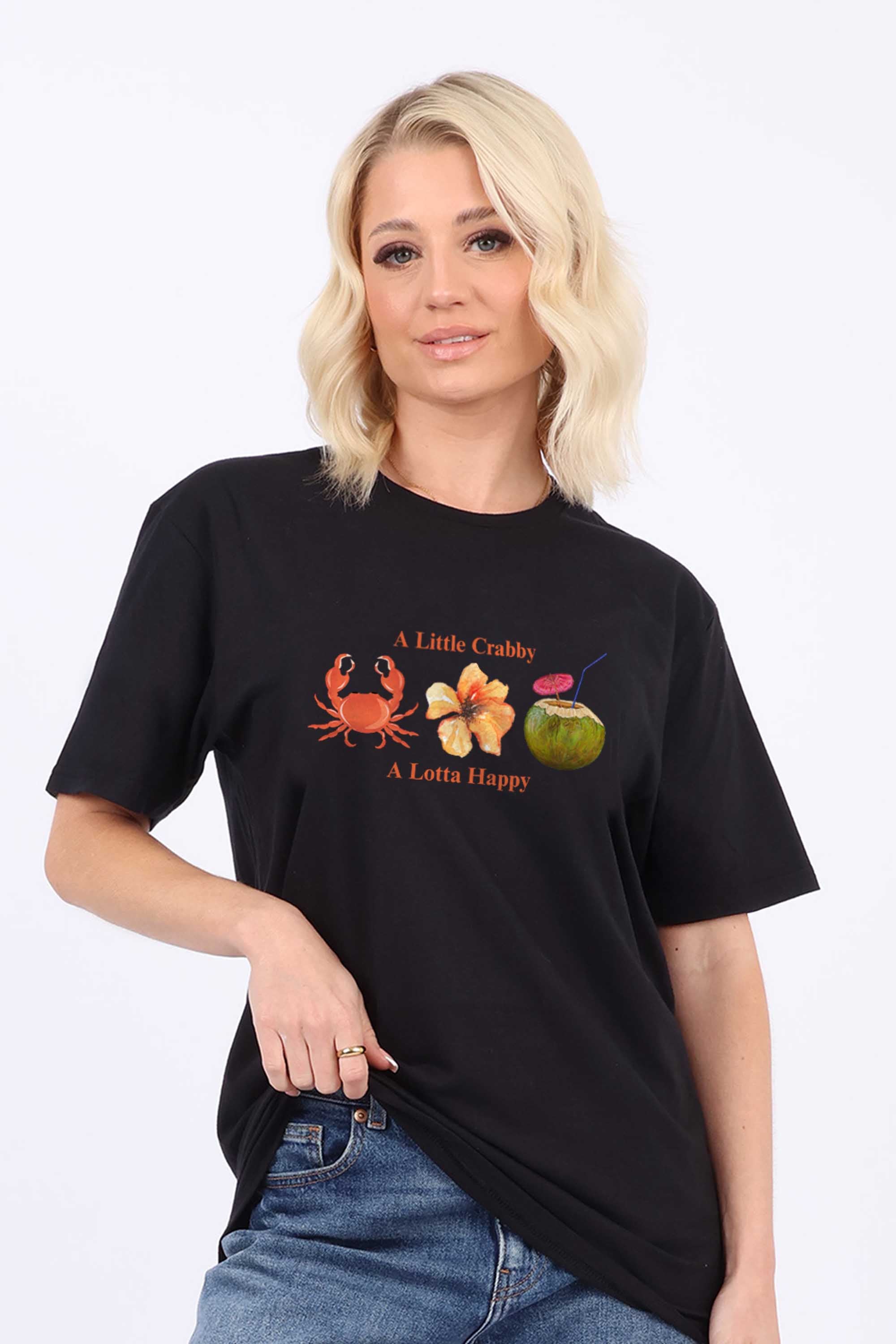 A Little Crabby A Lotta Happy Printed T-Shirt
