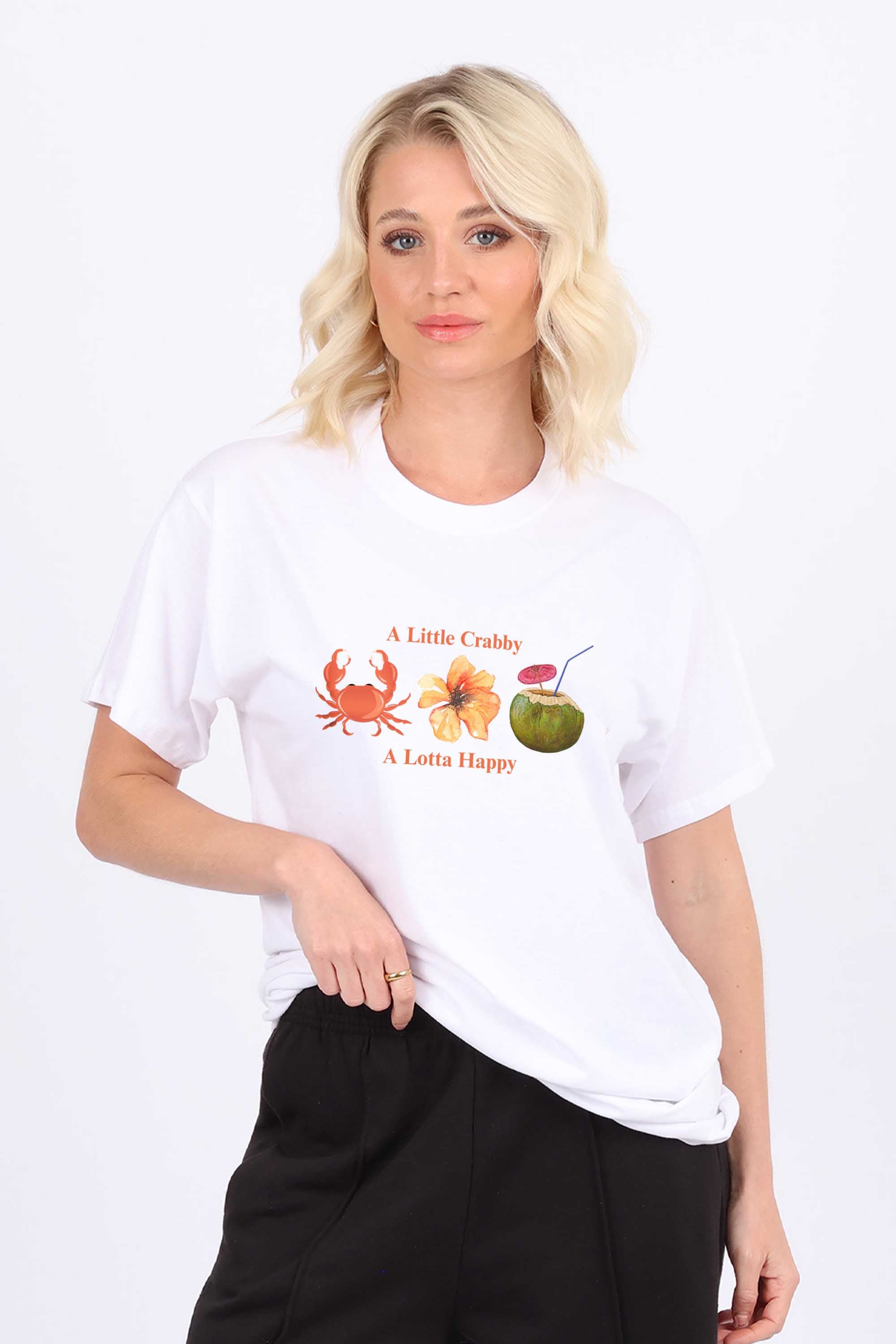 A Little Crabby A Lotta Happy Printed T-Shirt