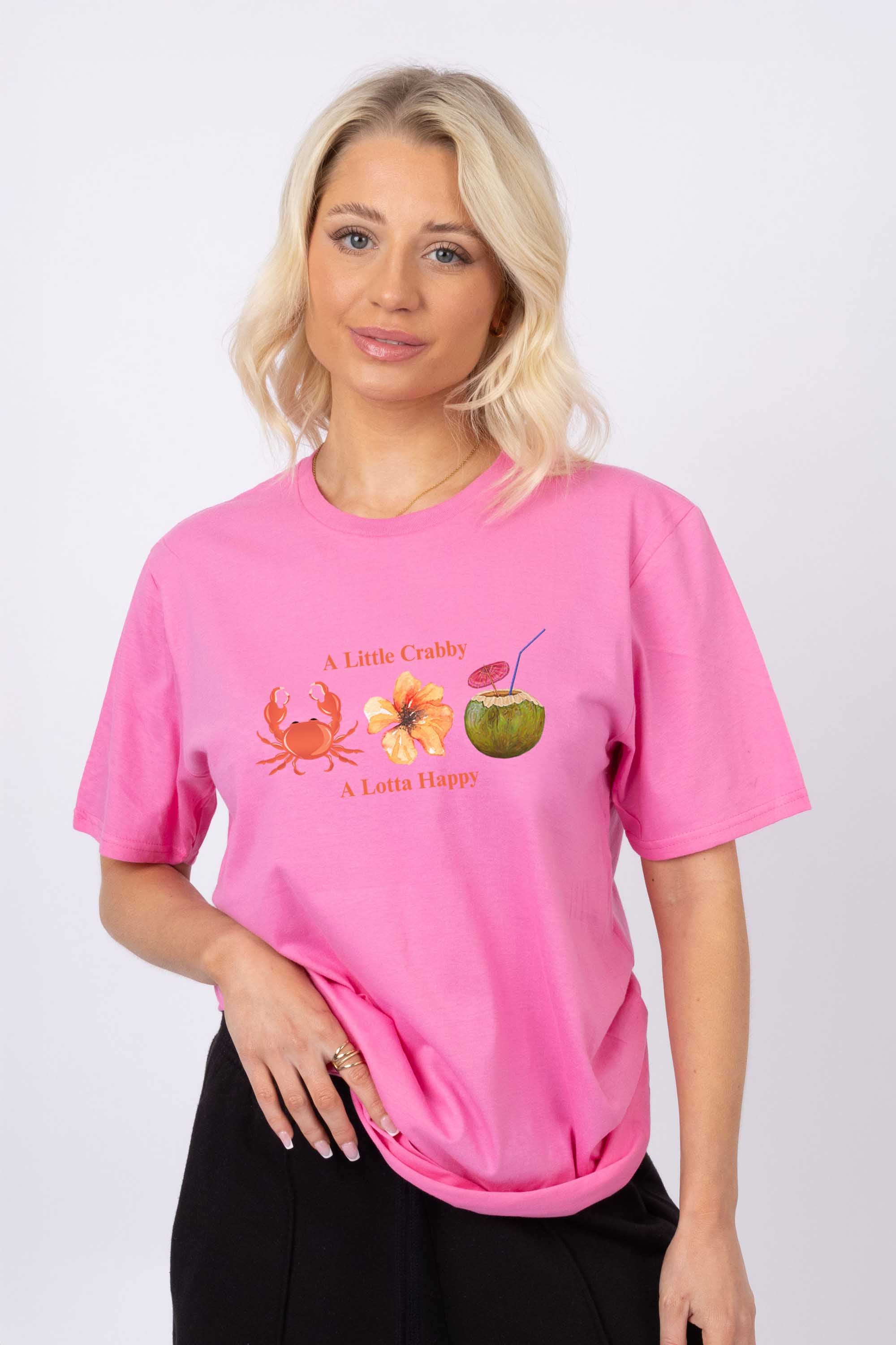 A Little Crabby A Lotta Happy Printed T-Shirt