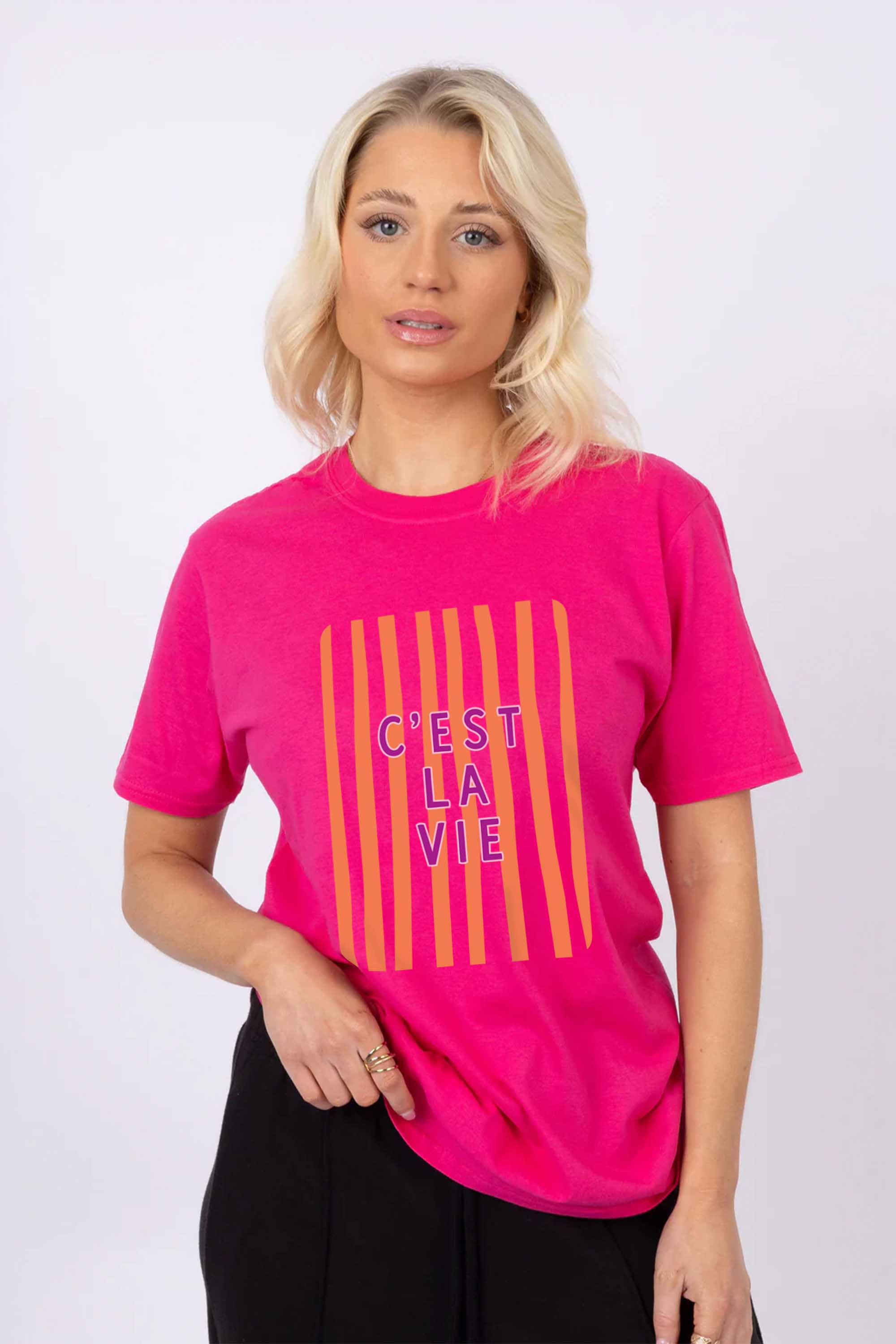 Retro Style C’est La Vie Printed T-Shirt