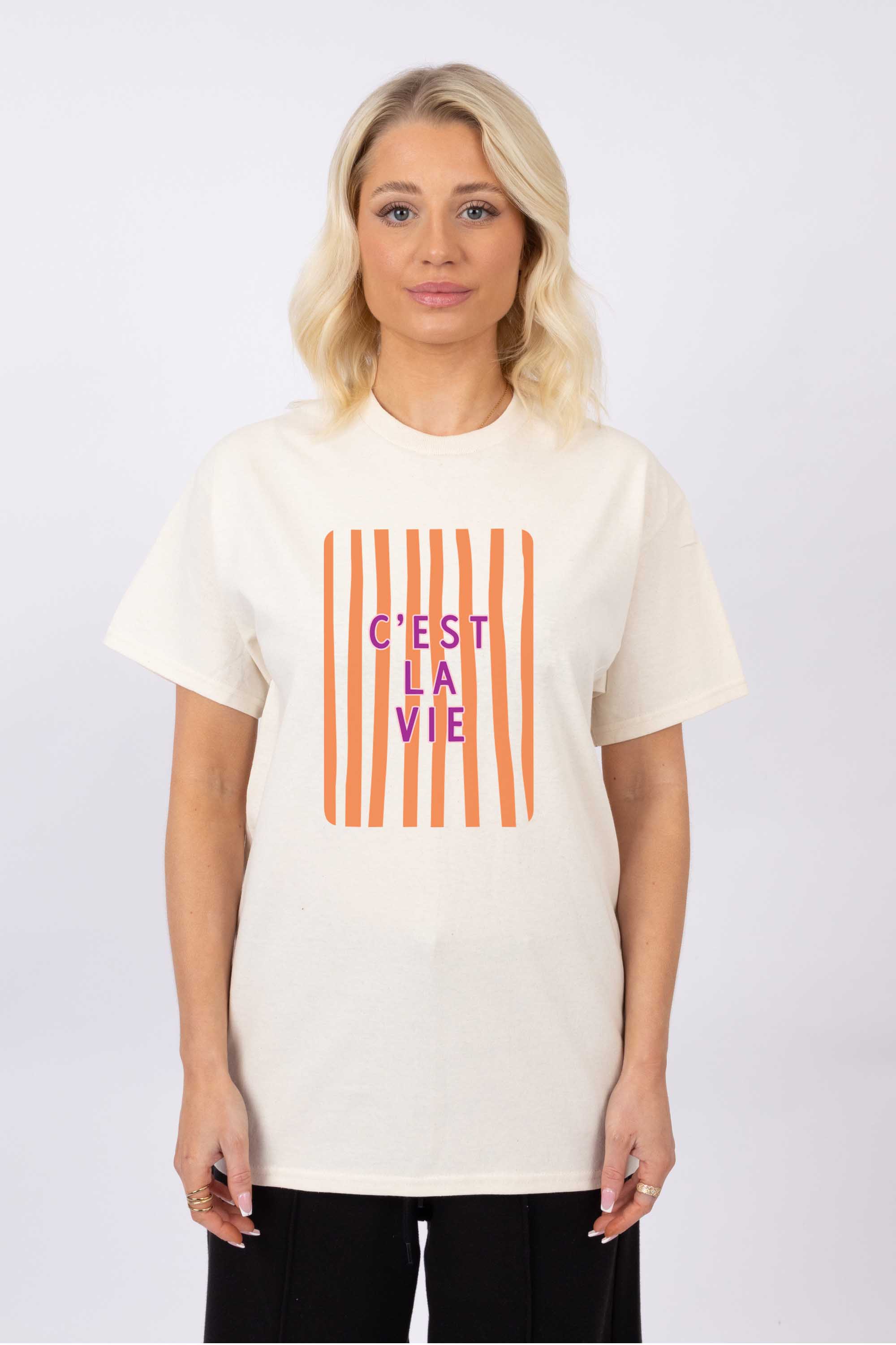Retro Style C’est La Vie Printed T-Shirt