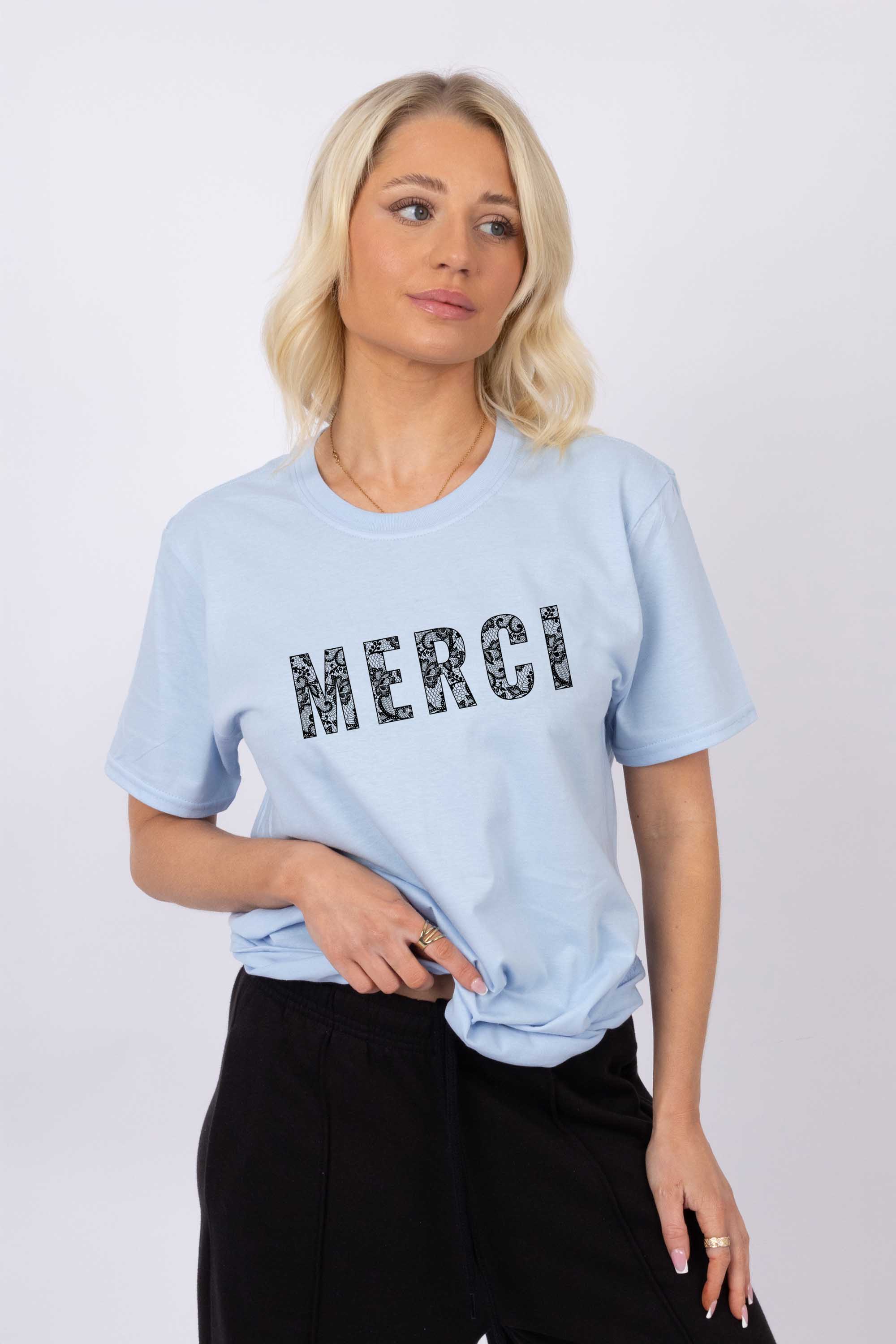 Merci Lace Printed T-Shirt