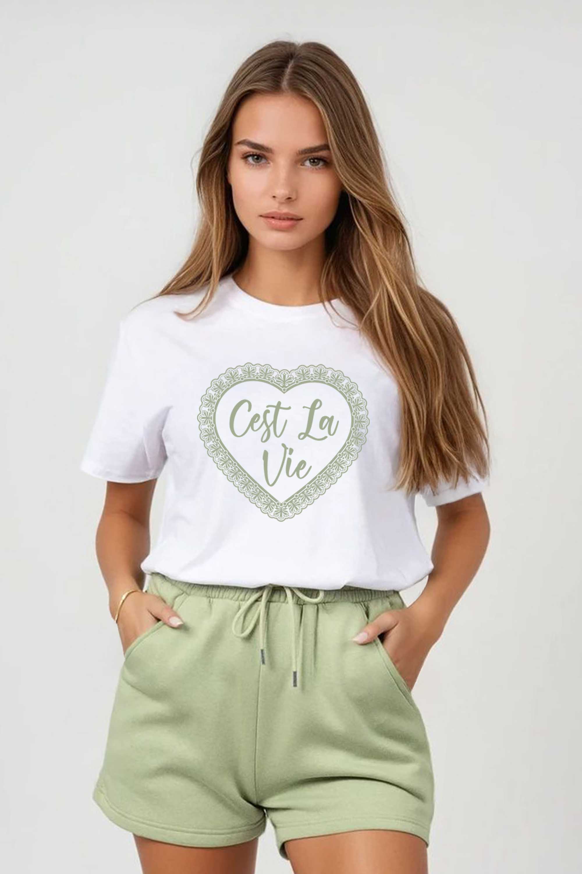 Regular Fit T-Shirt & LSF Short Sets In C’est La Vie Lace Print (Pack of 4 sets)
